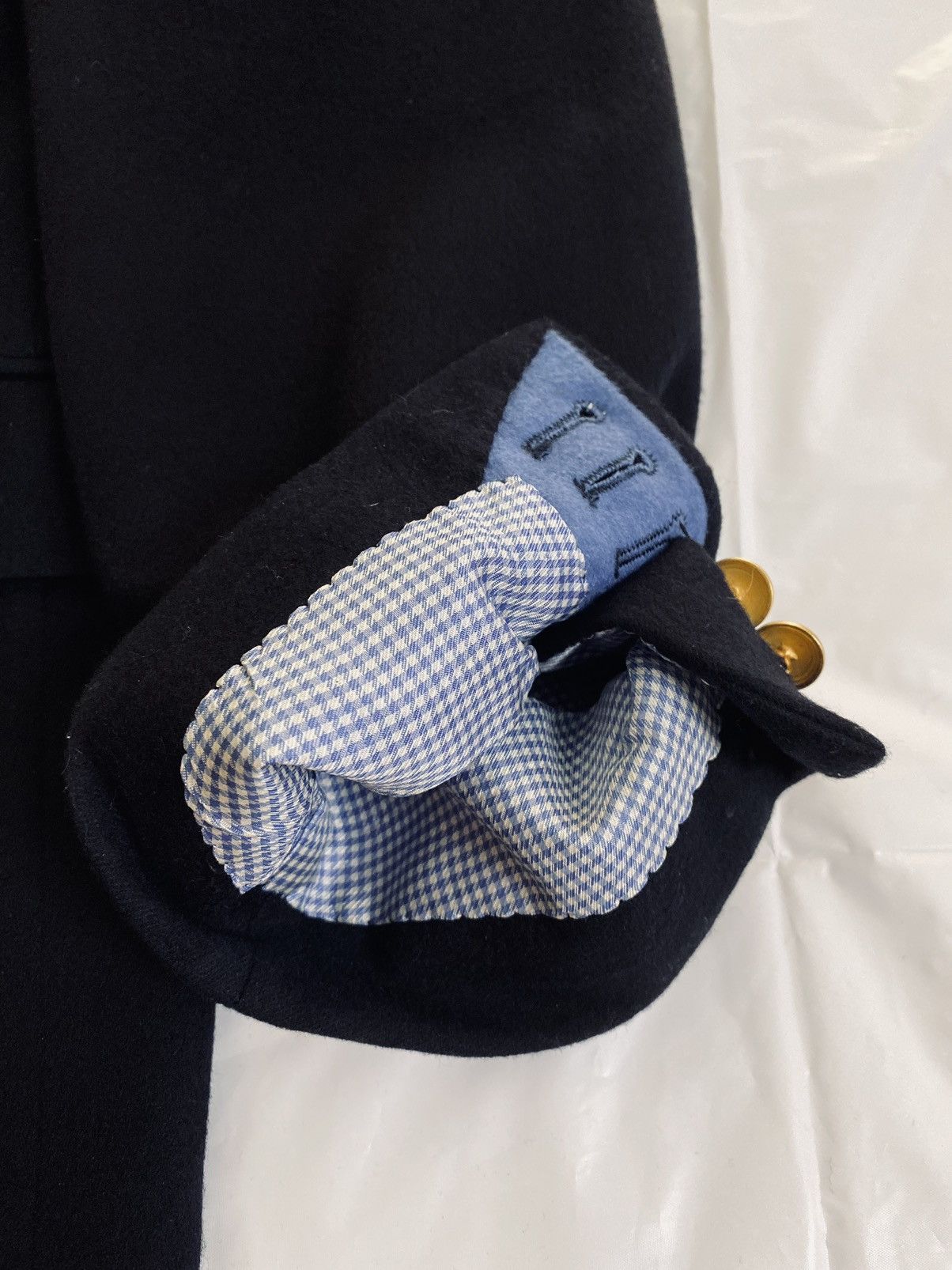Alfred Dunhill Dunhill x Zegna 🇮🇹 Navy Cashmere Felt Brass Button Blazer 46L Size 46L - 8 Thumbnail