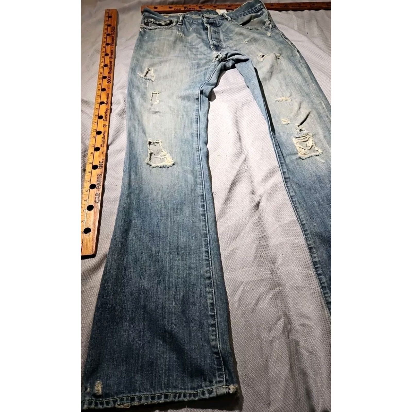 Abercrombie & Fitch VINTAGE Abercrombie & Fitch Jeans Men 32x34 Low Slim Straight ButtonFly Thrashed Y2k Grunge Size US 32 / EU 48 - 7 Thumbnail