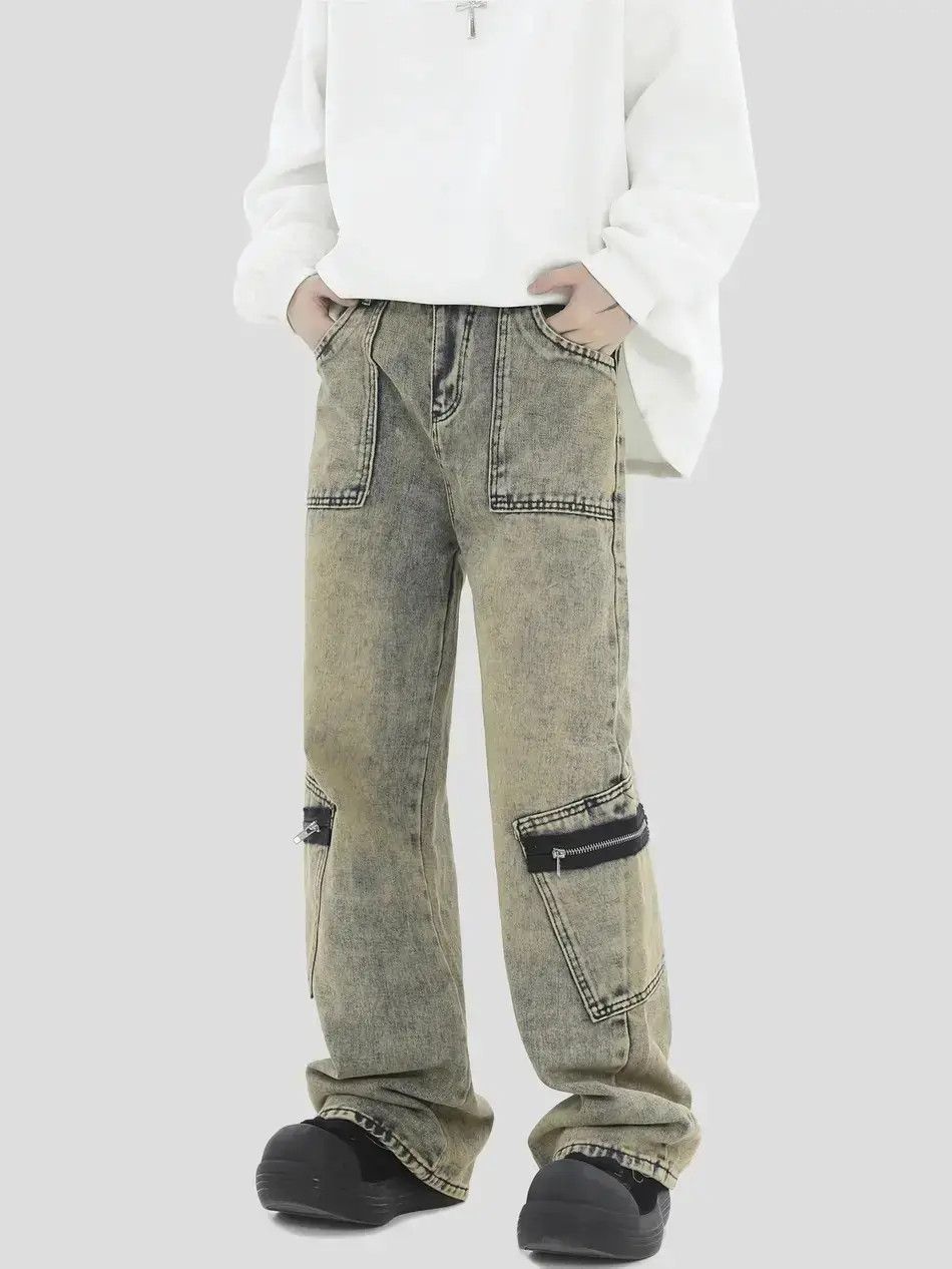 Japanese Brand Retro loose straight leg casual pocket jeans Size US 32 / EU 48 - 1 Thumbnail