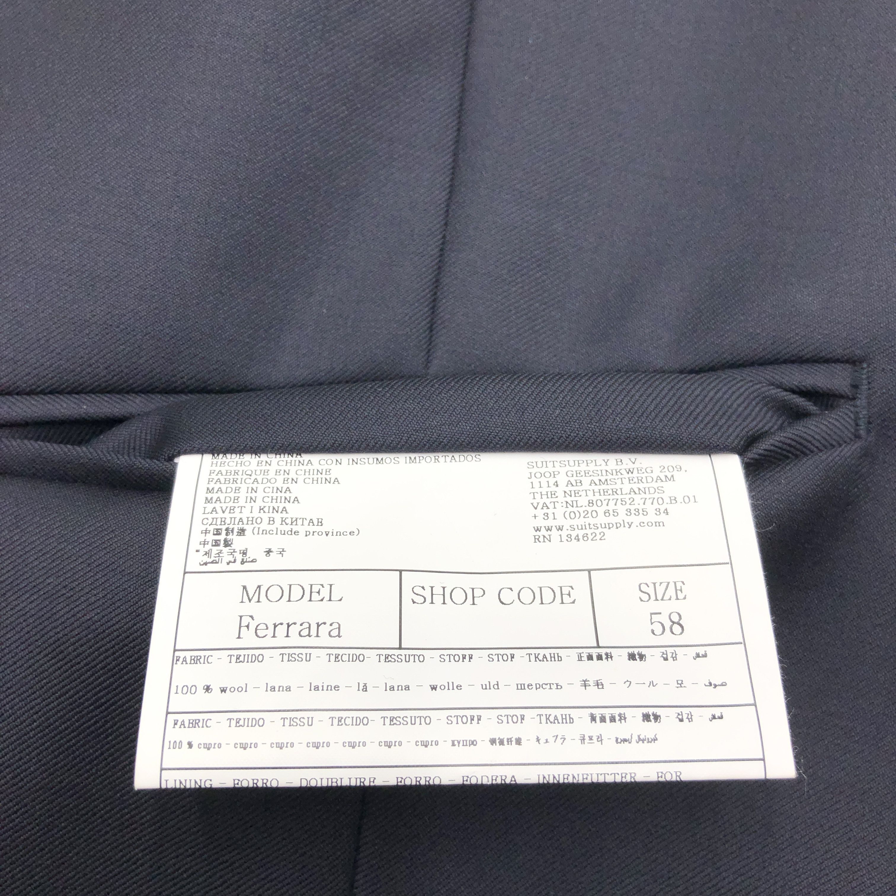 Suitsupply Ferrara Wool Formal Suit EU:58; UK/US:48 - W40 L35 Size 48R - 10 Thumbnail