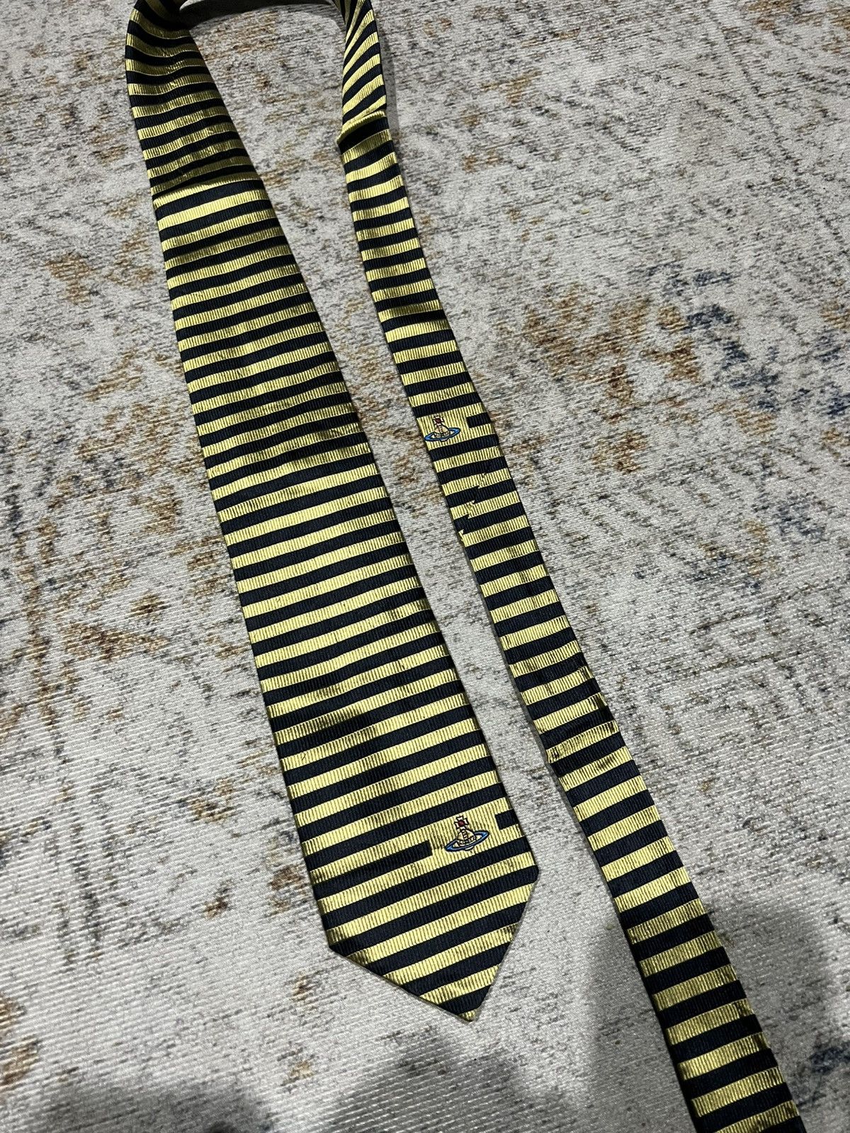 Vivienne Westwood Vivienne Westwood Striped Black Gold Tie Size ONE SIZE - 5 Thumbnail