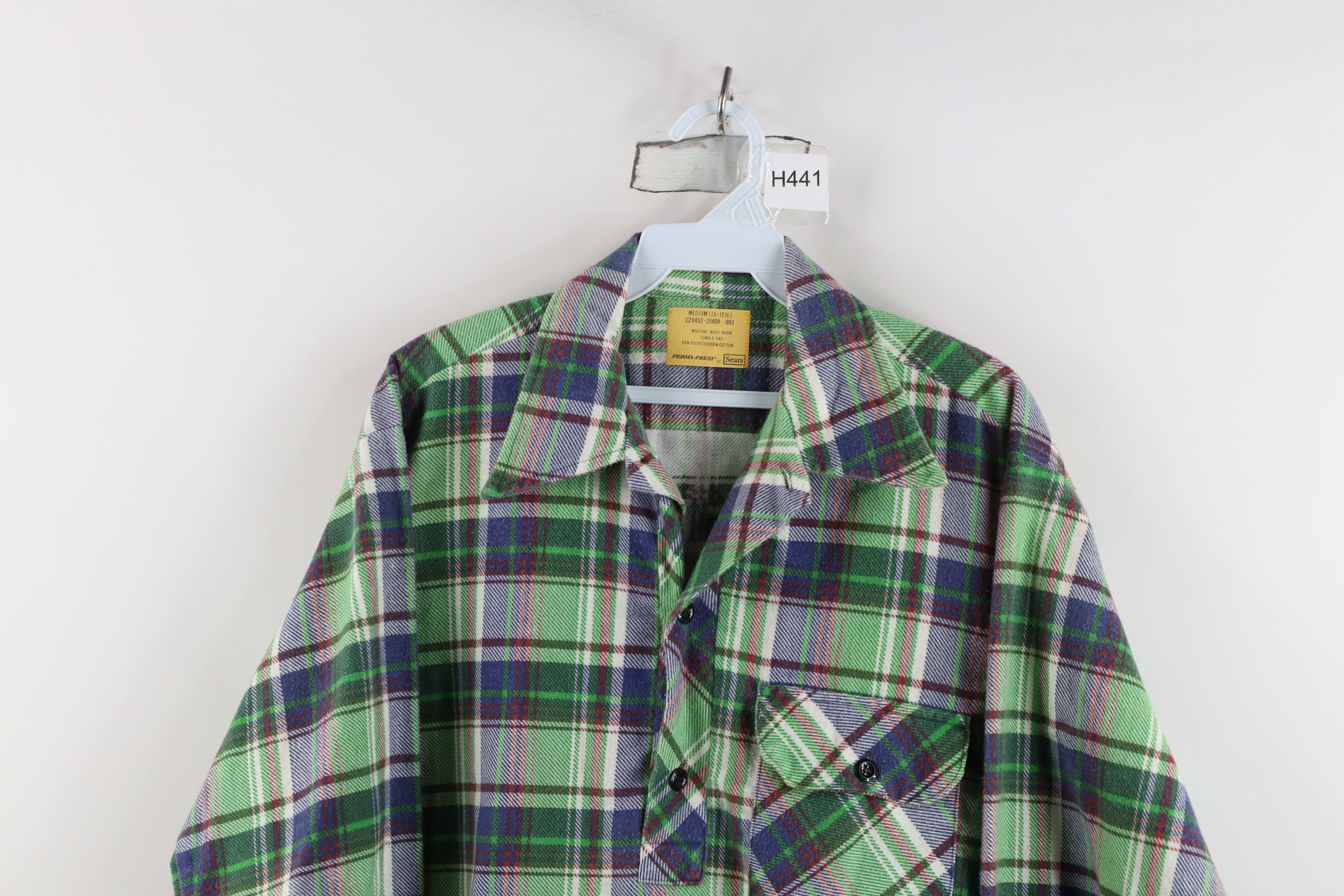 Vintage Vintage 70s Streetwear Flannel Collared Polo Shirt Plaid USA Size US M / EU 48-50 / 2 - 2 Thumbnail