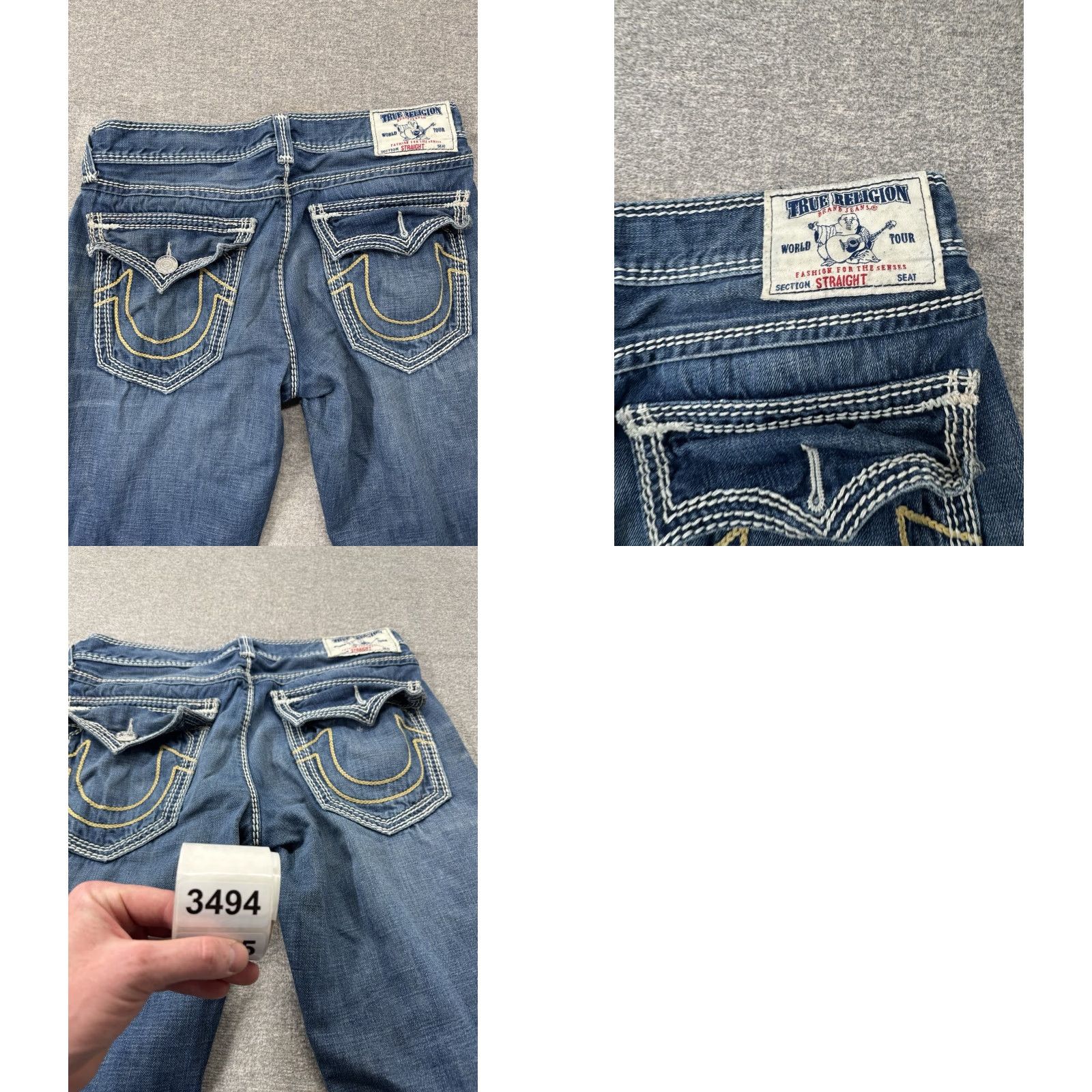 True Religion VINTAGE True Religion Ricky Big T Jeans Men 34x32 Distressed Horseshoe Pocket Denim Blue 34 Inseam Relaxed Straight mens Size US 34 / EU 50 - 9 Thumbnail