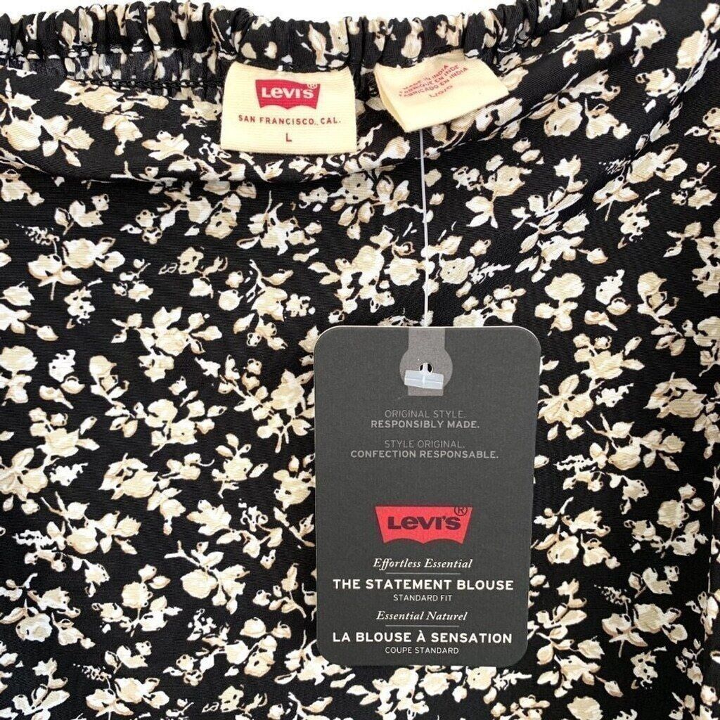 Levi's Levi's Dark Floral Cottagecore Top Puff Sleeve Large Black Size L / US 10 / IT 46 - 6 Thumbnail