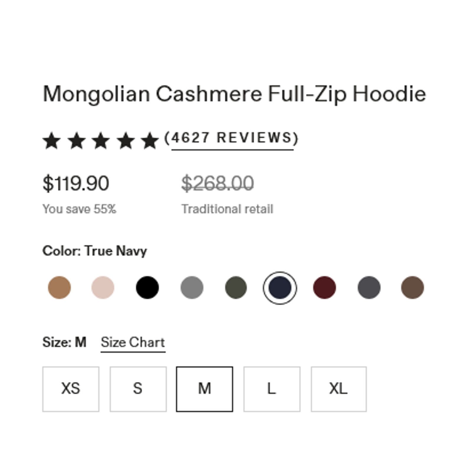 Quince Quince Mongolian Cashmere Full-Zip Hoodie NAVY S NWOT Size S / US 4 / IT 40 - 7 Thumbnail