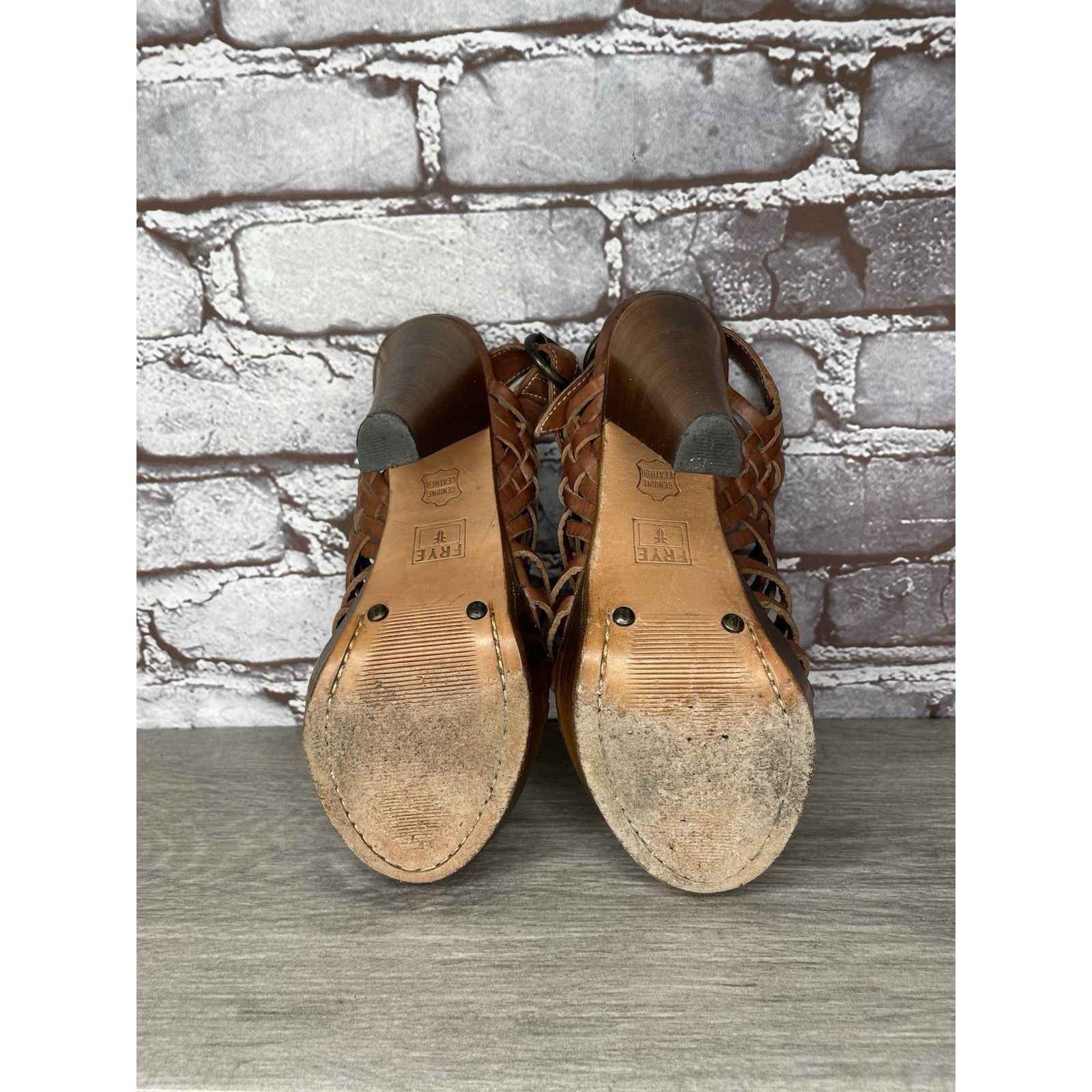 Frye Frye Joy Brown Braided Leather Huarache Platform Heel Sandal Size US 6.5 / IT 36.5 - 12 Thumbnail