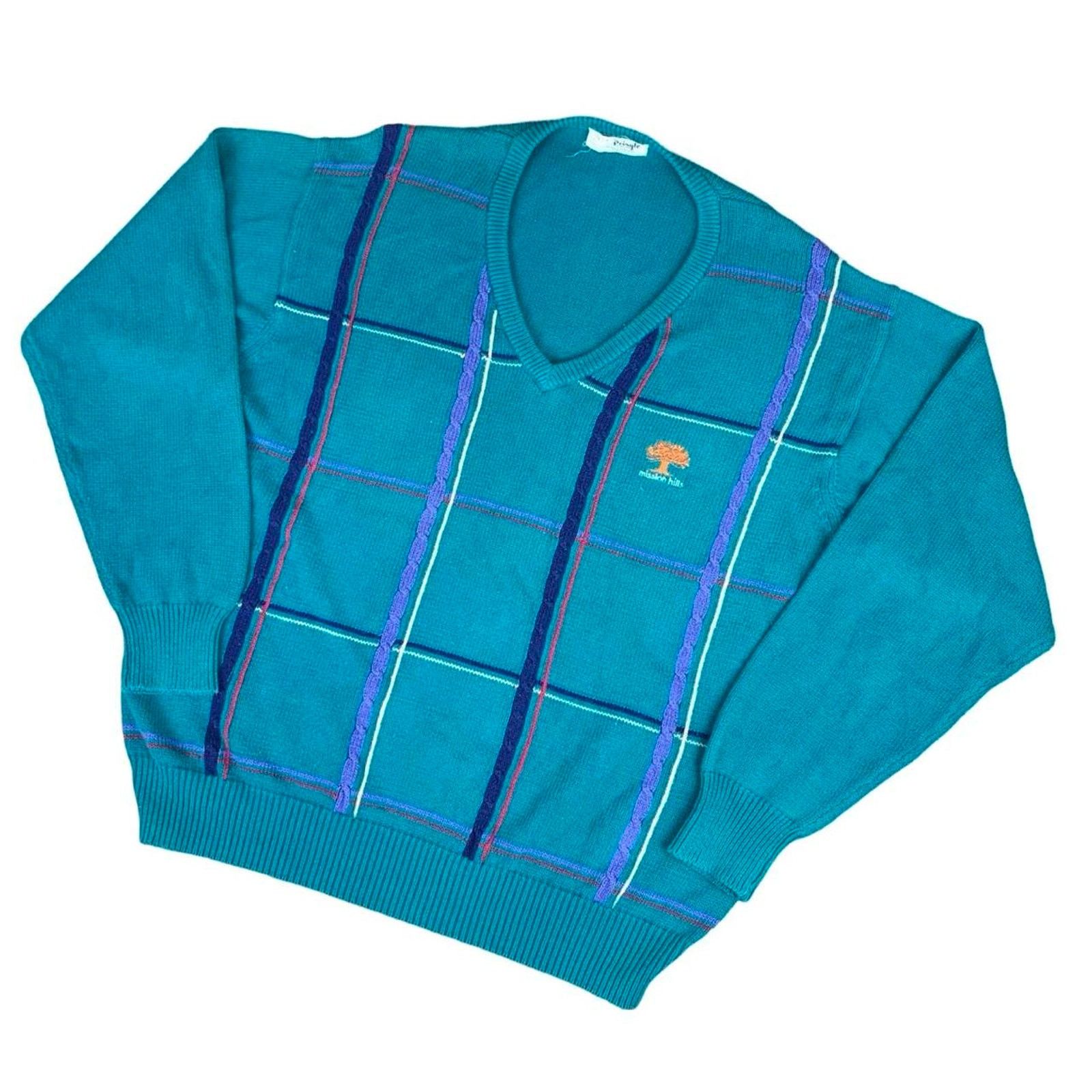 Pringle Of Scotland × Vintage Vintage 80s Scottish Cable Knit Golfing Sweater Size US XL / EU 56 / 4 - 1 Thumbnail