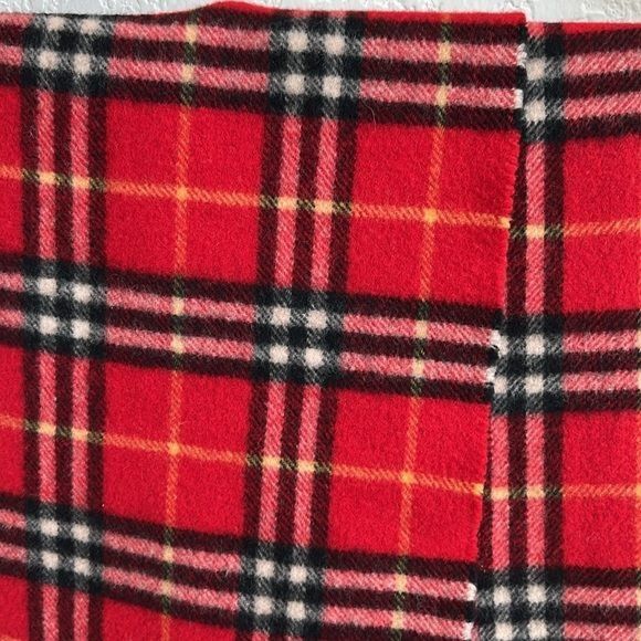 Burberry × Vintage VTG Burberrys Check Cashmere Lambswool Red Plaid Scarf in Cu Size ONE SIZE - 4 Thumbnail