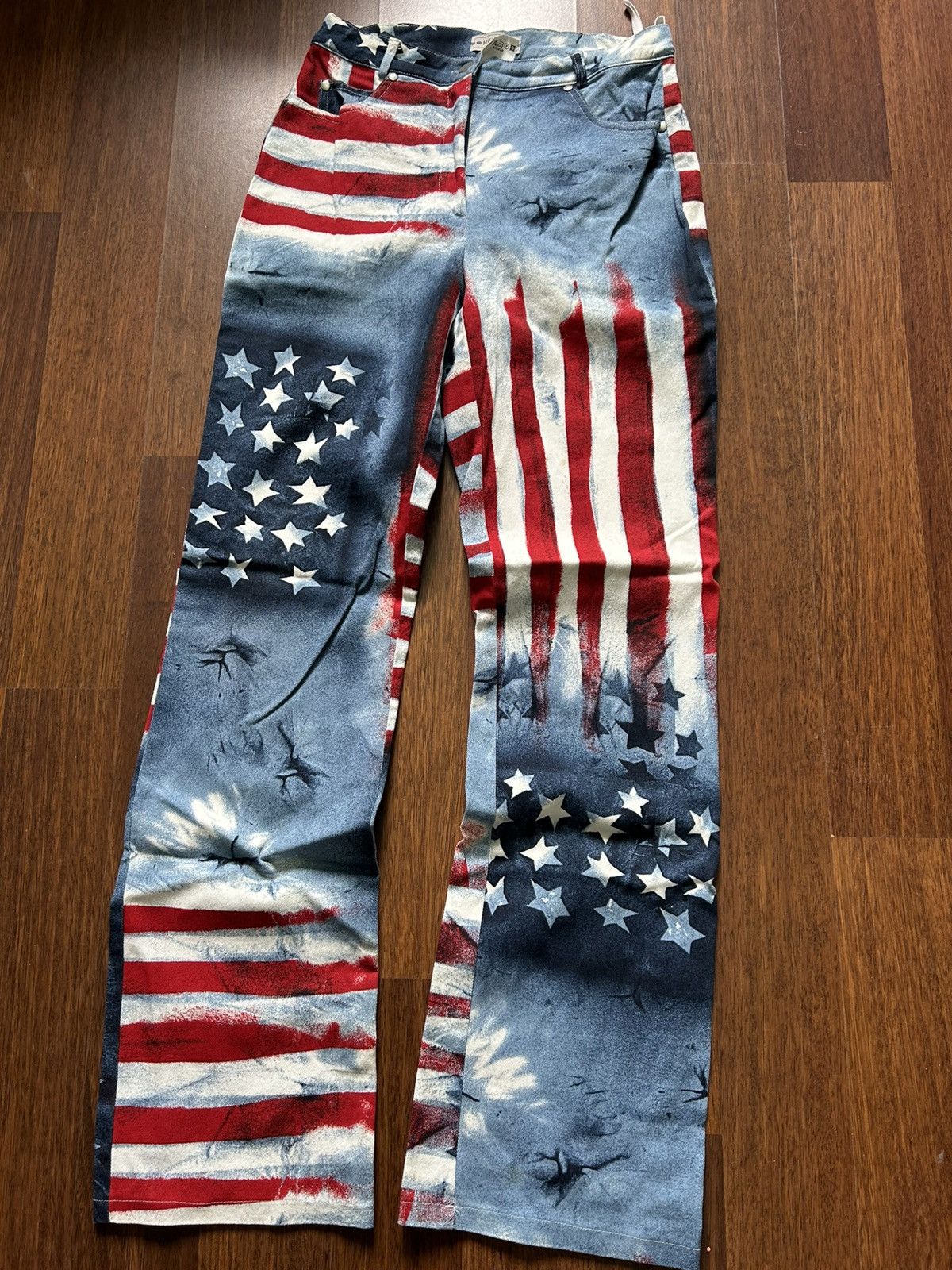 Japanese Brand Vintage American Flag Overprinted Women Jeans Streetwear Y2K Size 30" / US 8 / IT 44 - 4 Thumbnail