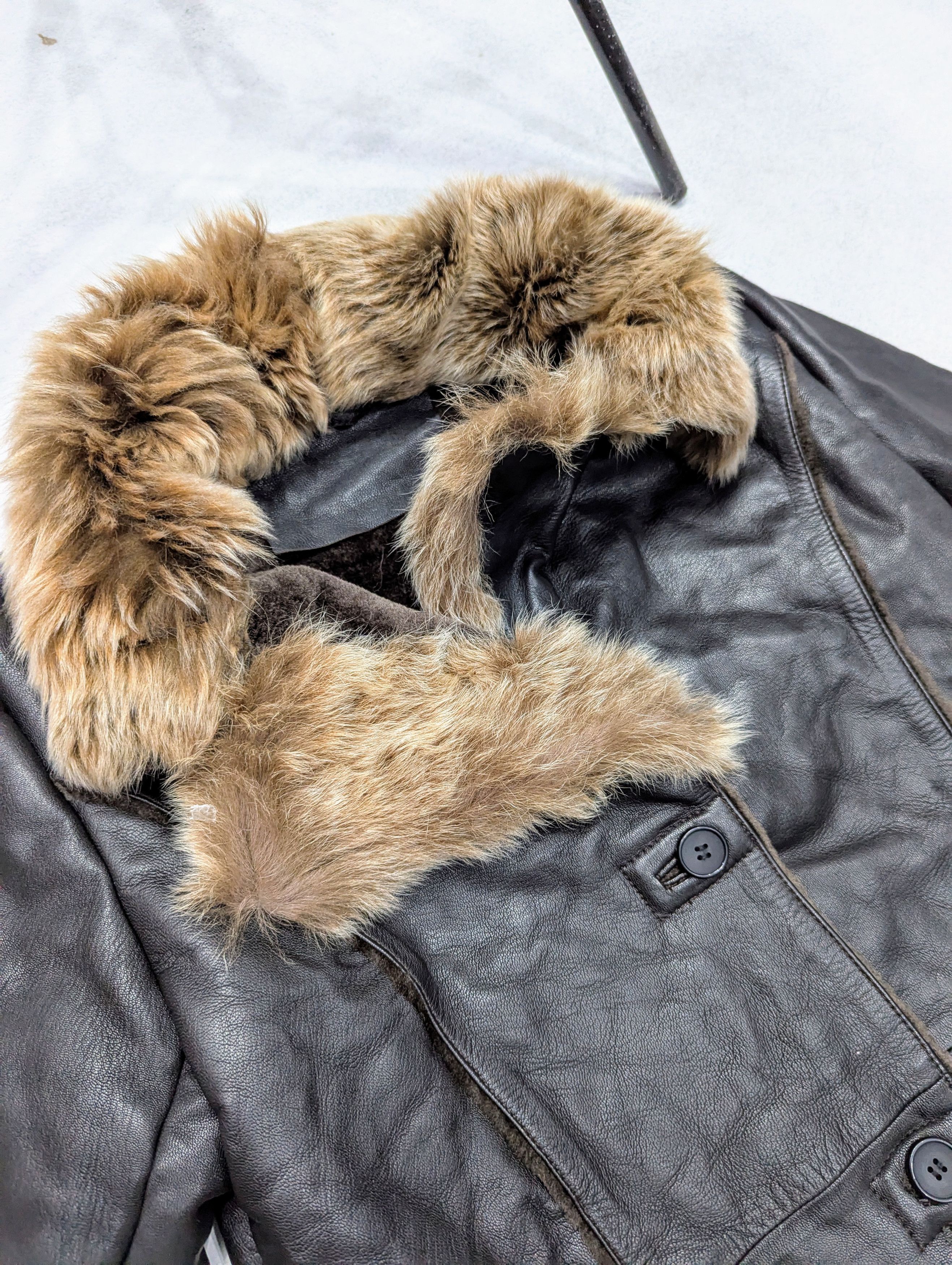Genuine Leather 💥 KESTILA Leather Coat Fox Fur Collar Winter Designer Style Size M / US 6-8 / IT 42-44 - 4 Thumbnail