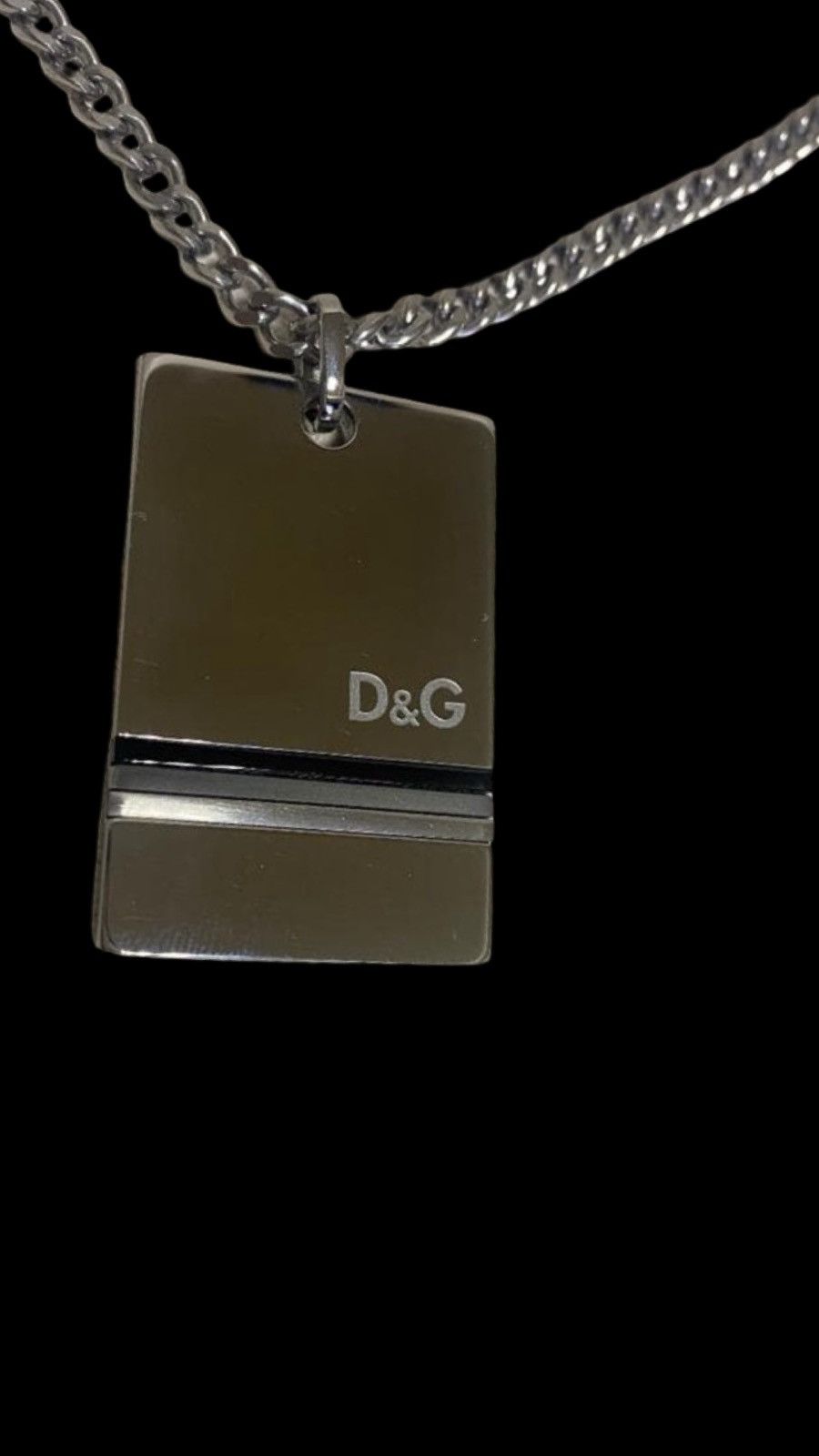 Dolce & Gabbana D&G Dolce & Gabbana Archival Dual Dog Tag Necklace - Silver Size ONE SIZE - 2 Thumbnail