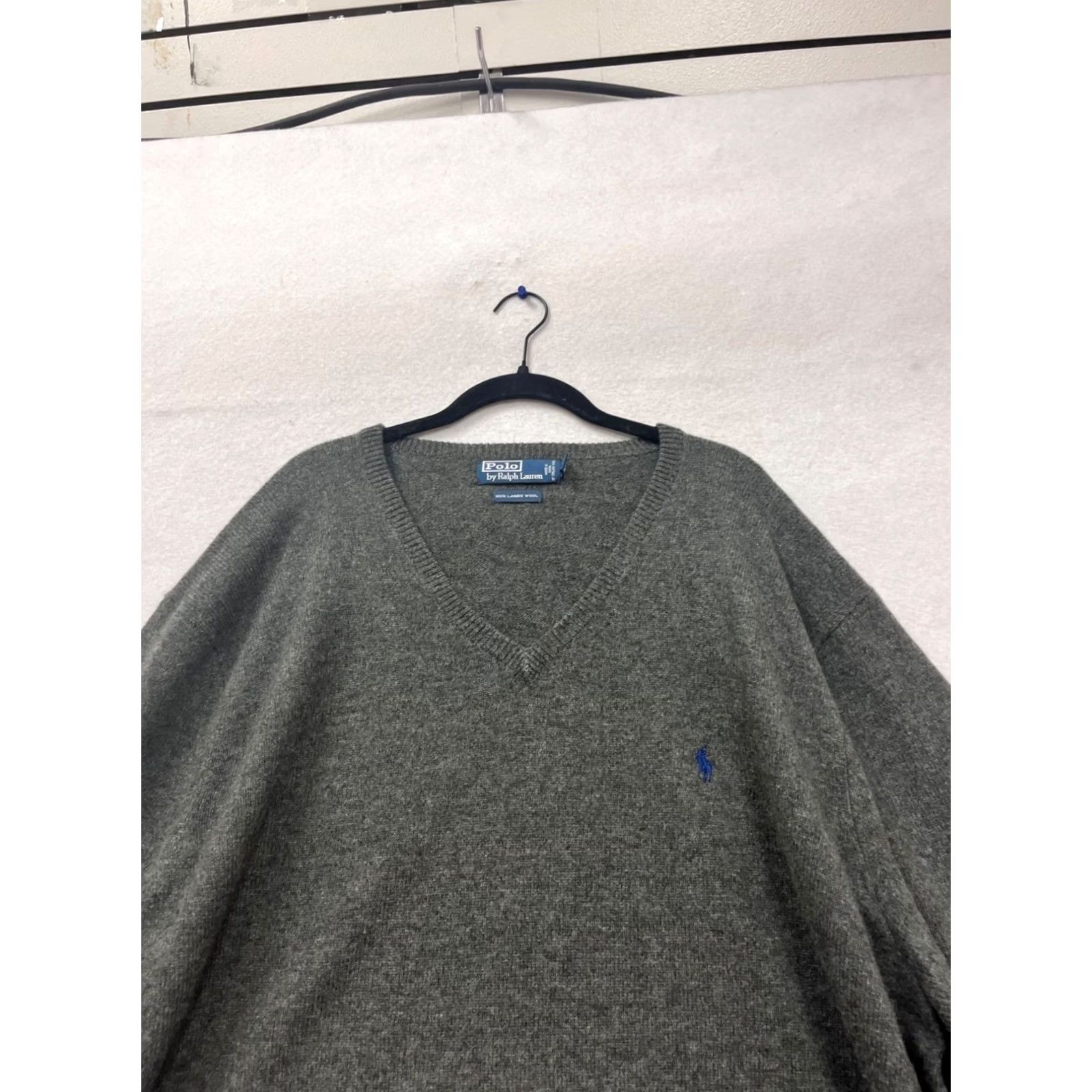 Polo Ralph Lauren Polo Ralph Lauren Sweater V-Neck 5X Lambswool Charcoal Grey Mens Pullover Knit Logo Long Sleeve Regular Vintage No Size US XXL / EU 58 / 5 - 6 Thumbnail