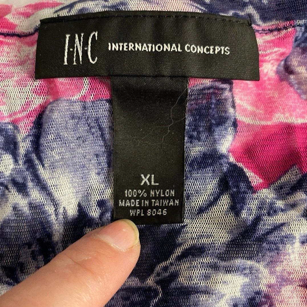 Other Floral Ruched Stretch Top Pink Navy INC XL Size XL / US 12-14 / IT 48-50 - 3 Thumbnail