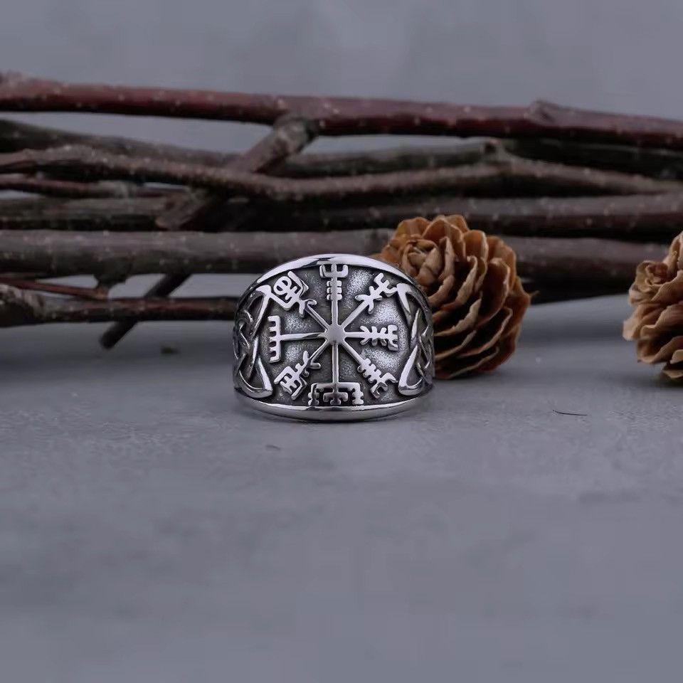Jewelry × Vintage Compass Rune Stainless Steel Ring Size ONE SIZE - 5 Thumbnail
