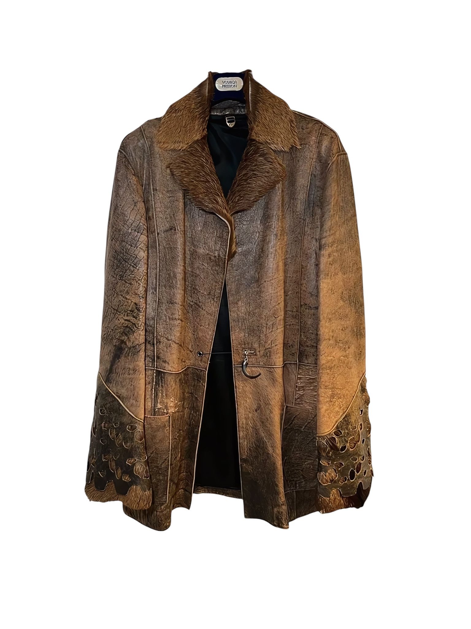 Just Cavalli BEAVER FUR COLLAR LION TOOTH CLOSURE LEATHER COAT Size US M / EU 48-50 / 2 - 2 Thumbnail