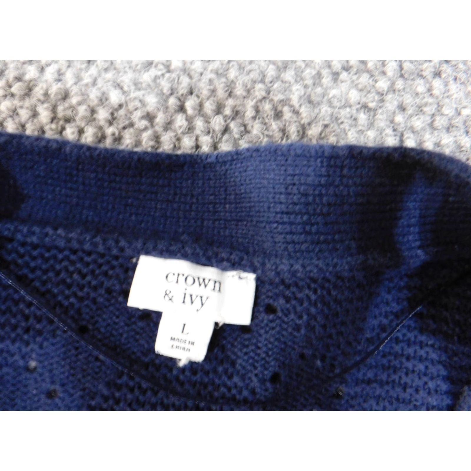 Vintage Crown & Ivy Cardigan Sweater L Blue Knit Cotton Button Up Raglan Sleeve Womens Casual Stretch Regular Size Size L / US 10 / IT 46 - 4 Thumbnail