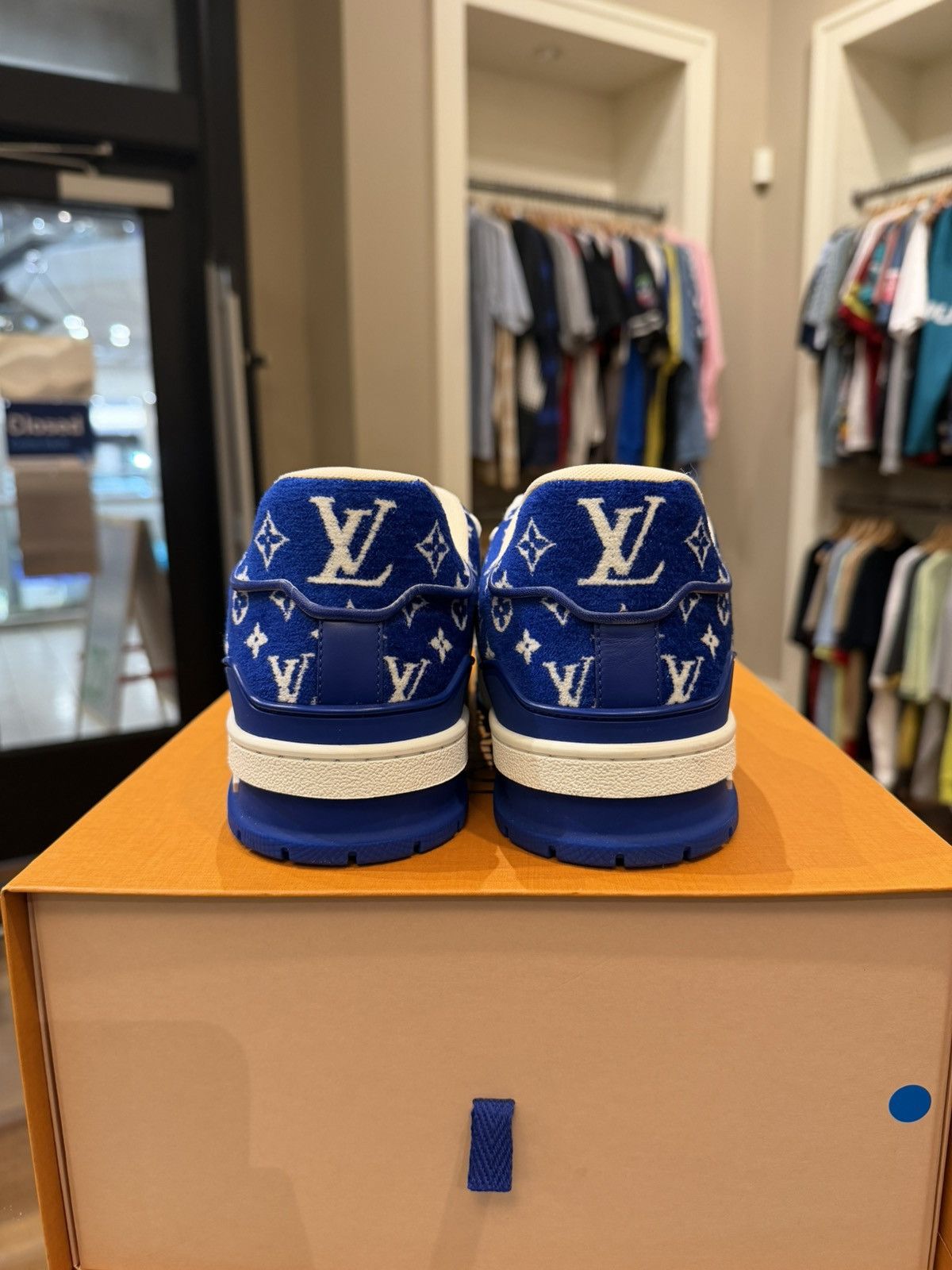 Louis Vuitton Louis Vuitton Monogram Textile Velour LV Trainer - Blue Size US 10 / EU 43 - 6 Thumbnail