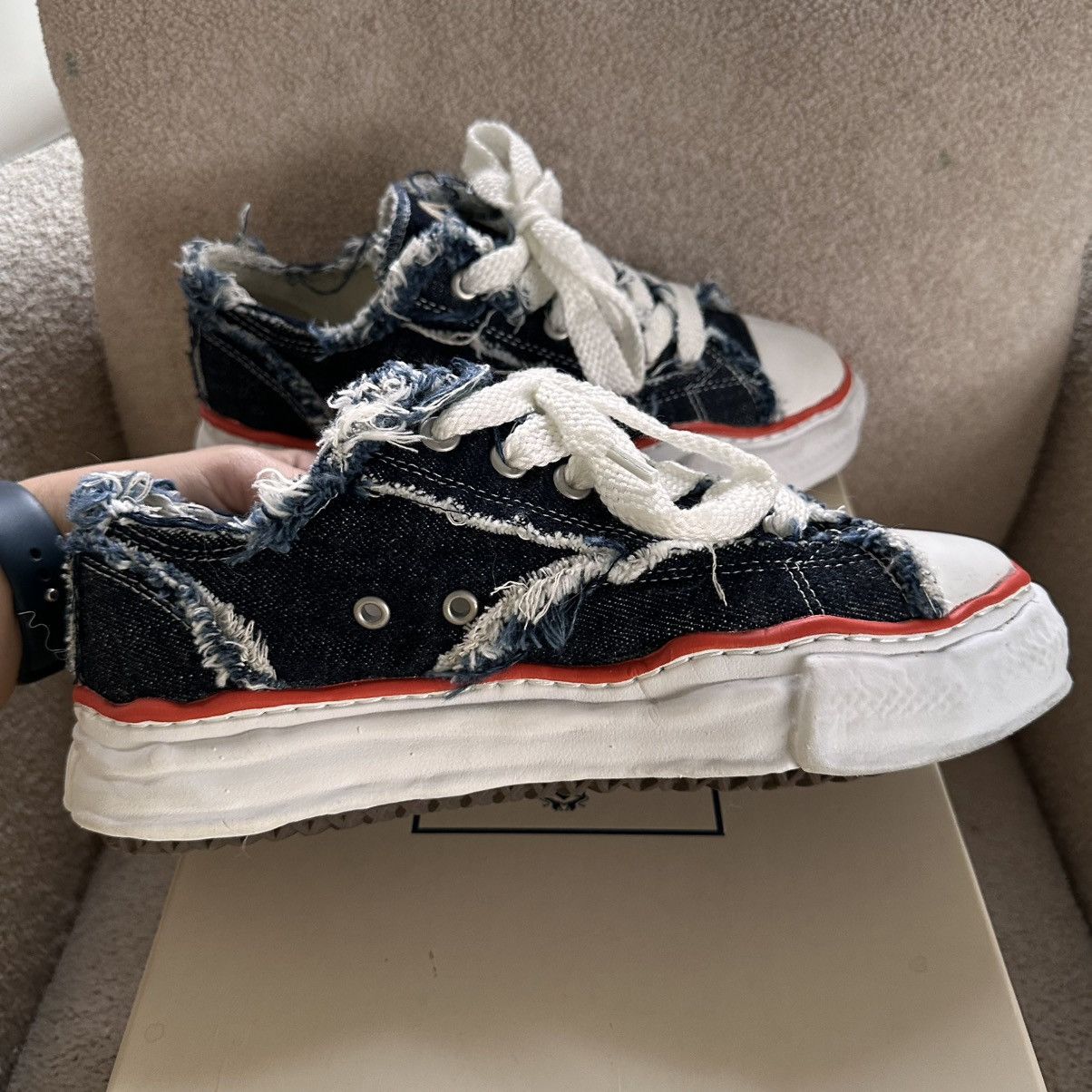 Maison MIHARA YASUHIRO Maison Mihara Yasuhiro x Nigel Cabourn Low Cut Denim Sneaker Size US 8 / EU 41 - 8 Thumbnail