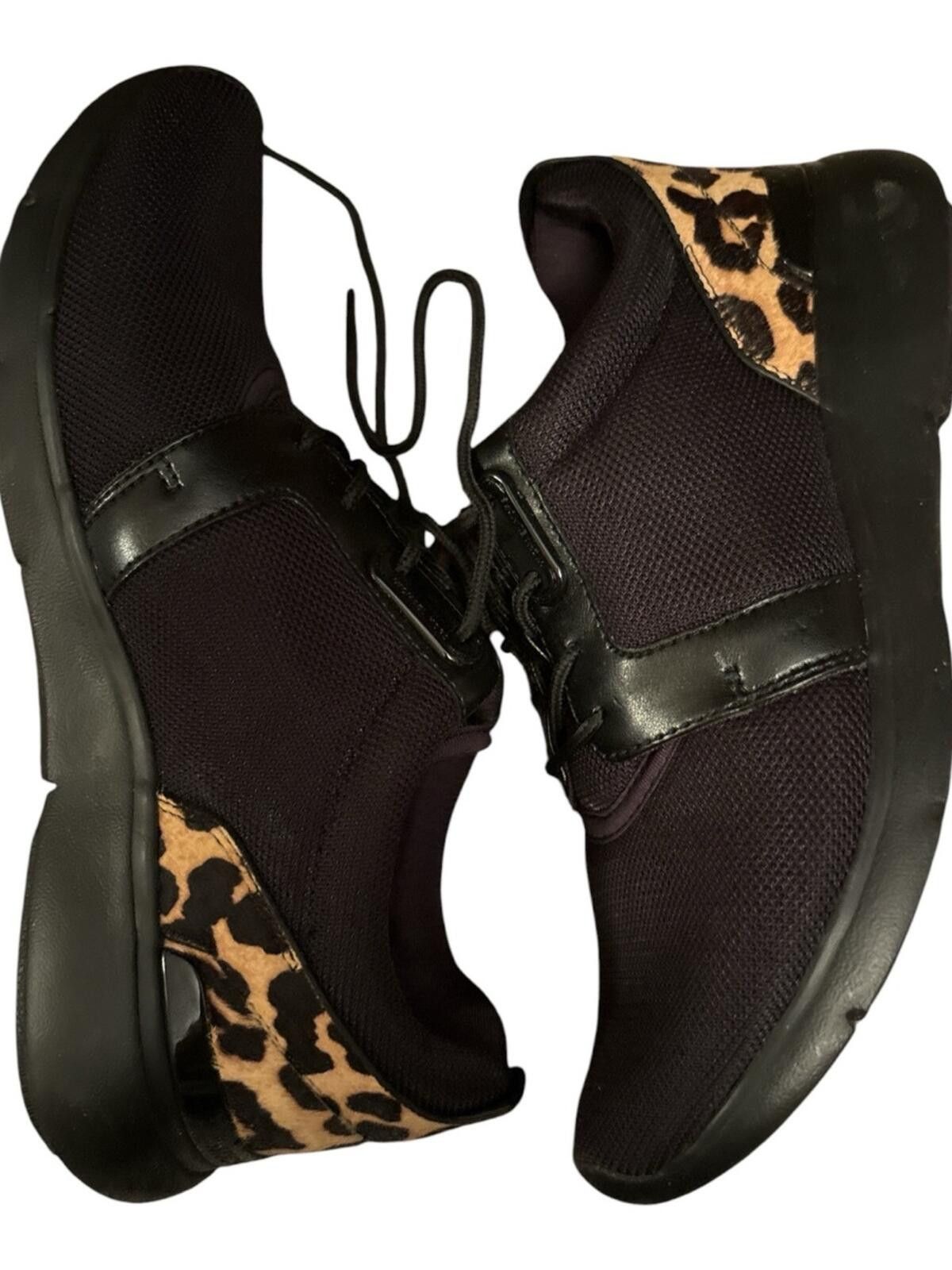 Michael Kors Michael Kors Black Sneakers with Leopard Accent Size US 8 / IT 38 - 1 Thumbnail