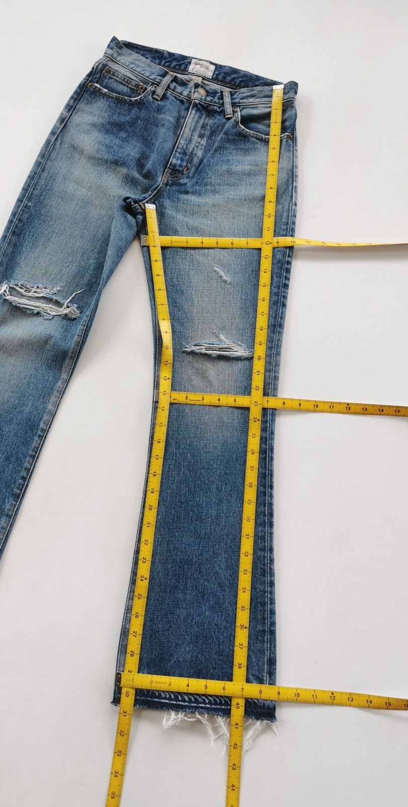 Japanese Brand Ungrid Japan Flare Bootcut Distressed Denim Jeans Size US 27 - 11 Thumbnail