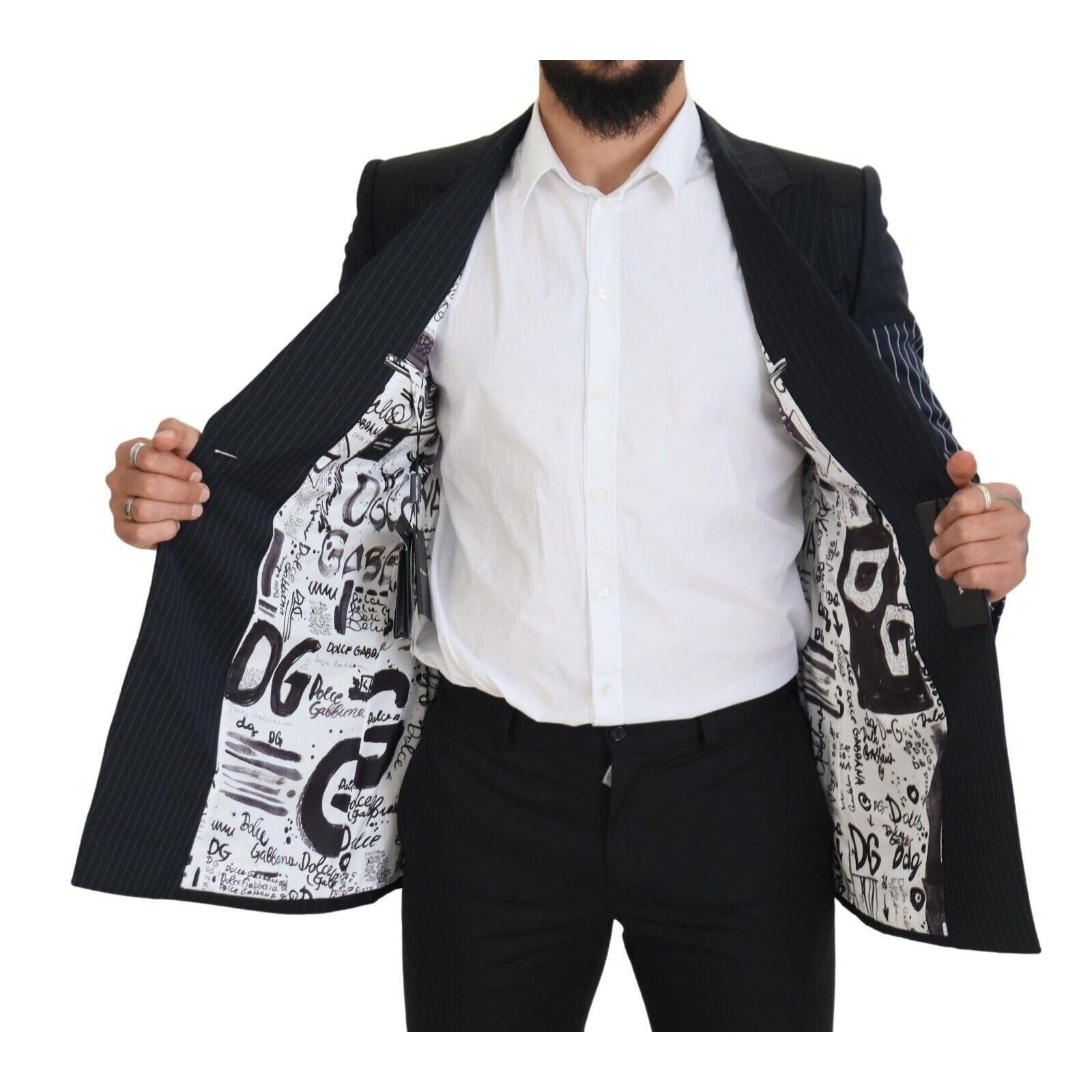Dolce & Gabbana Dolce & Gabbana Blue Wool Patchwork Double Breasted Blazer Size 46S - 6 Thumbnail