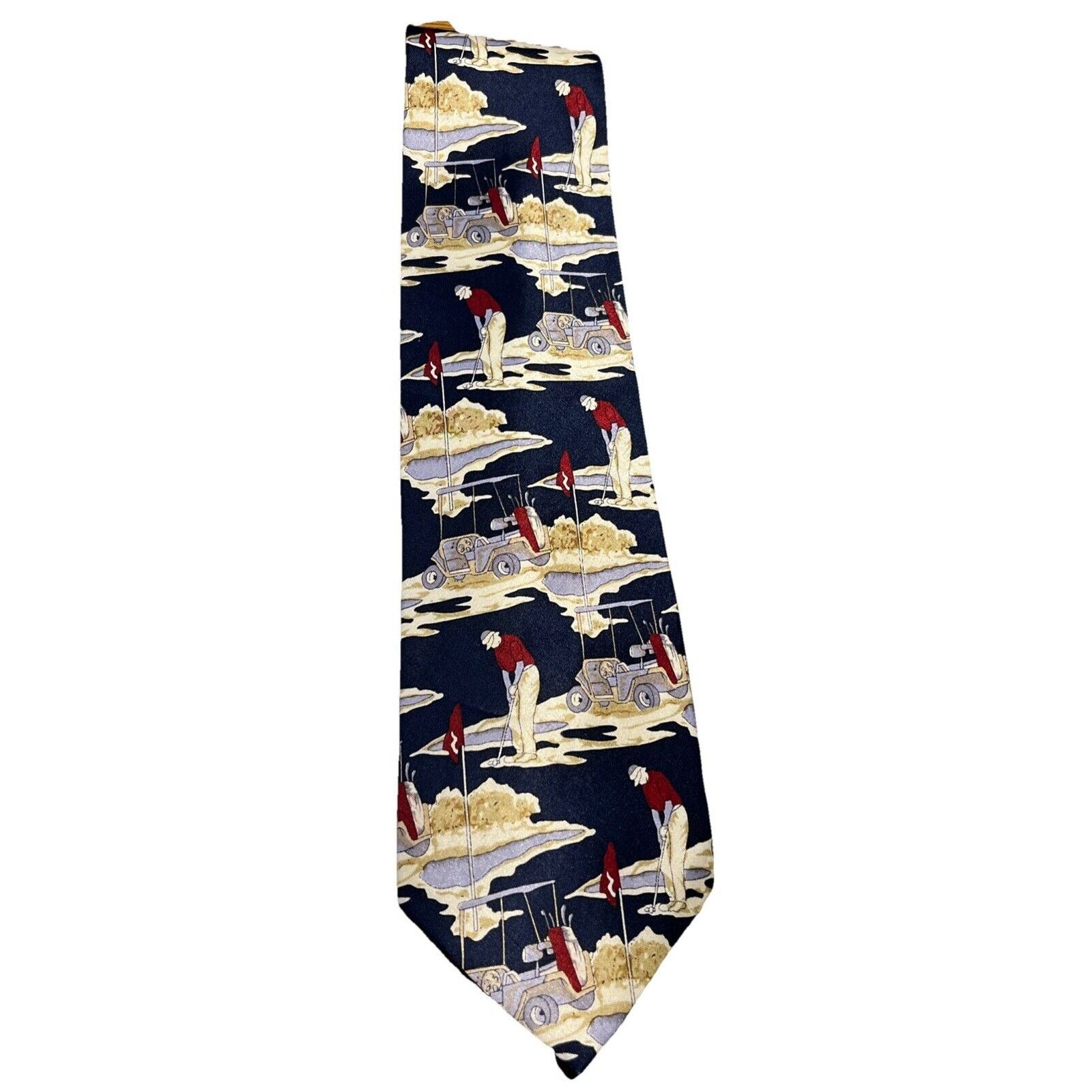 Other Kai Long Vintage Men's Tie Hand-Made Silk Necktie Golf Print Size ONE SIZE - 1 Thumbnail