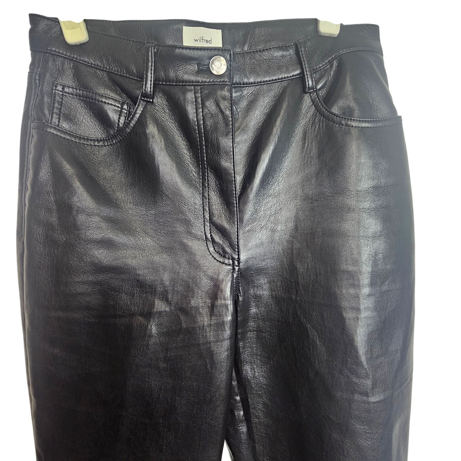 Aritzia Wilfred Womens Black Faux Leather High Waist Pants 8 Chic Size 30" / US 8 / IT 44 - 2 Thumbnail