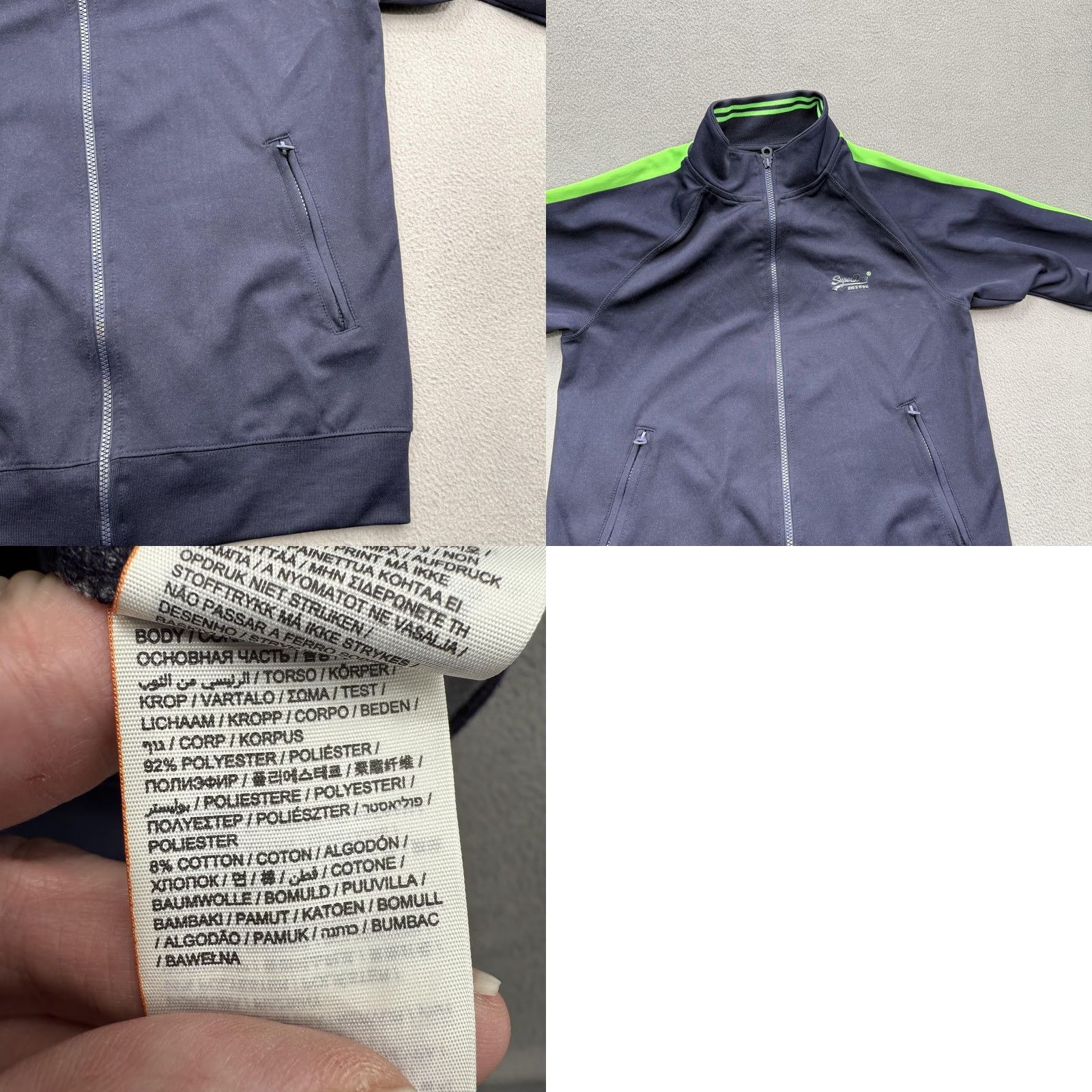 Superdry Superdry International Athletic Jacket Mens M Navy Green Full Zip Pockets Colorblock - Mens Size US M / EU 48-50 / 2 - 8 Thumbnail