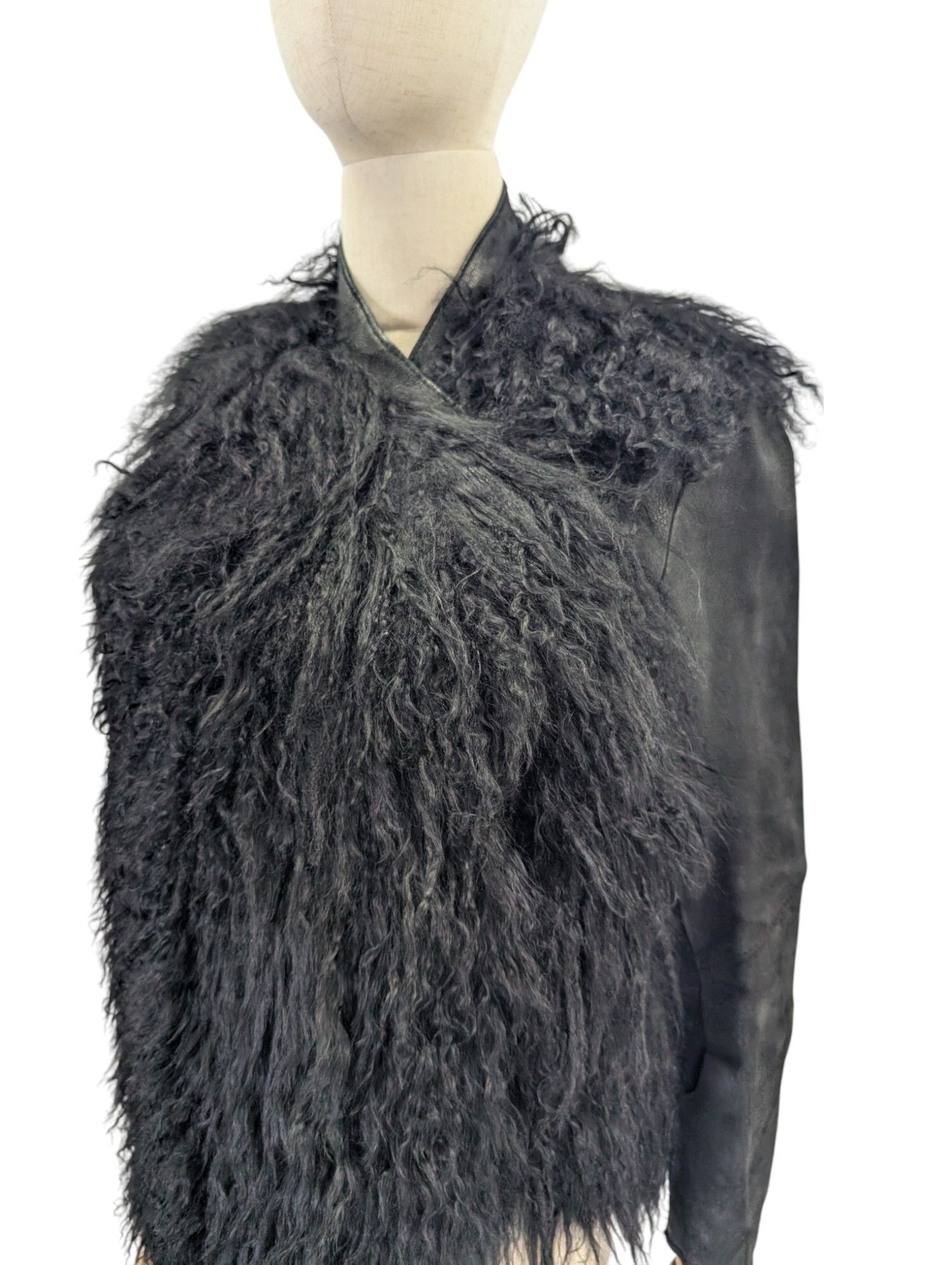 Helmut Lang Helmut Lang Black Leather And Long Sheep Hair Jacket Size S / US 4 / IT 40 - 4 Thumbnail