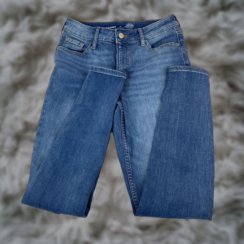 Old Navy Old Navy Jeans 4 Womens Blue High Rise Rockstar Super Skinny Stretch Denim Size 27" / US 4 / IT 40 - 1 Thumbnail