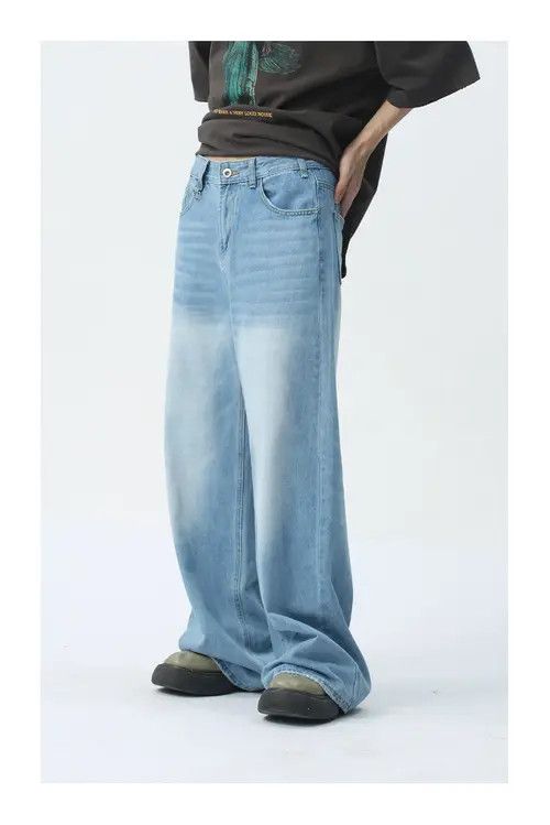 Japanese Brand × Jean Japanese retro simple light blue wide-leg jeans Size US 32 / EU 48 - 4 Thumbnail