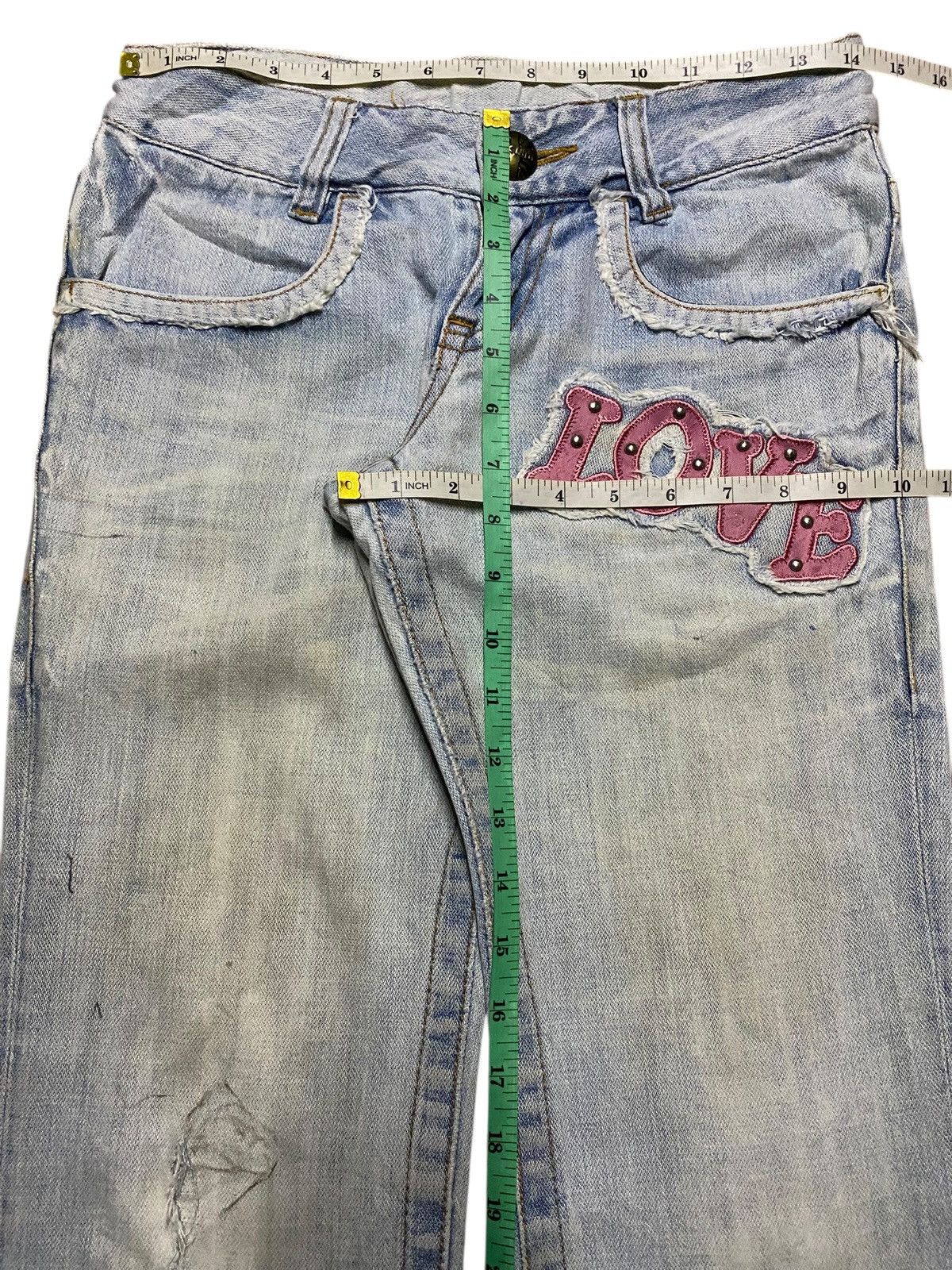Vintage Love Latte Light Wash Embroidered Cross Slim Jeans