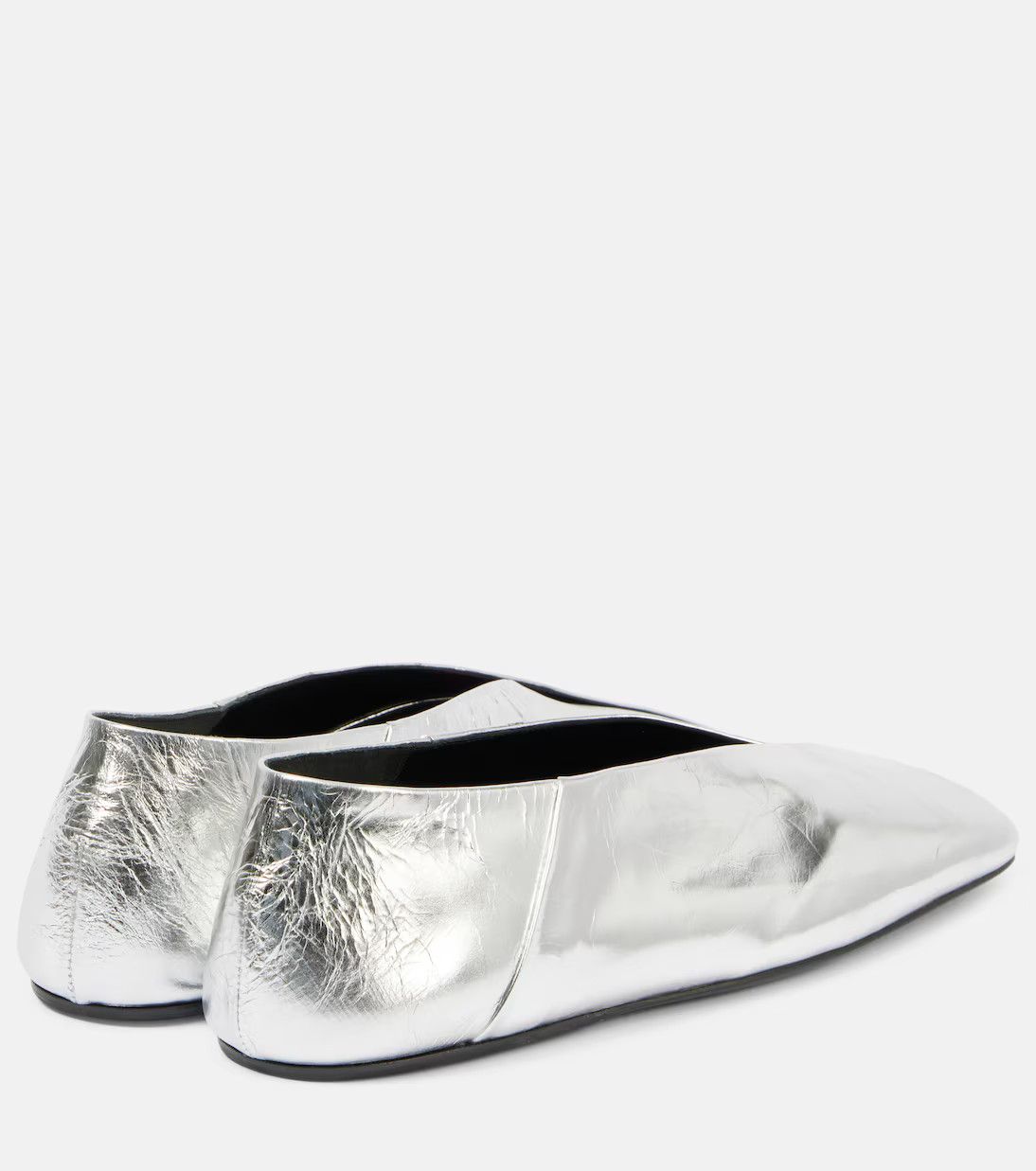 Jil Sander o1loc1c0426 Metallic Leather Ballet Flats in Silver Size US 6 / IT 36 - 2 Thumbnail