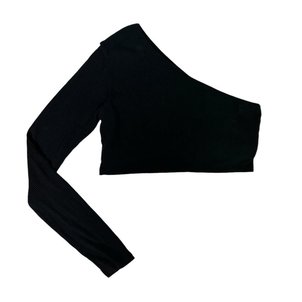 Designer ALO Yoga l Body Wave Black One Shoulder Ribbed Crop Medium Size M / US 6-8 / IT 42-44 - 2 Thumbnail
