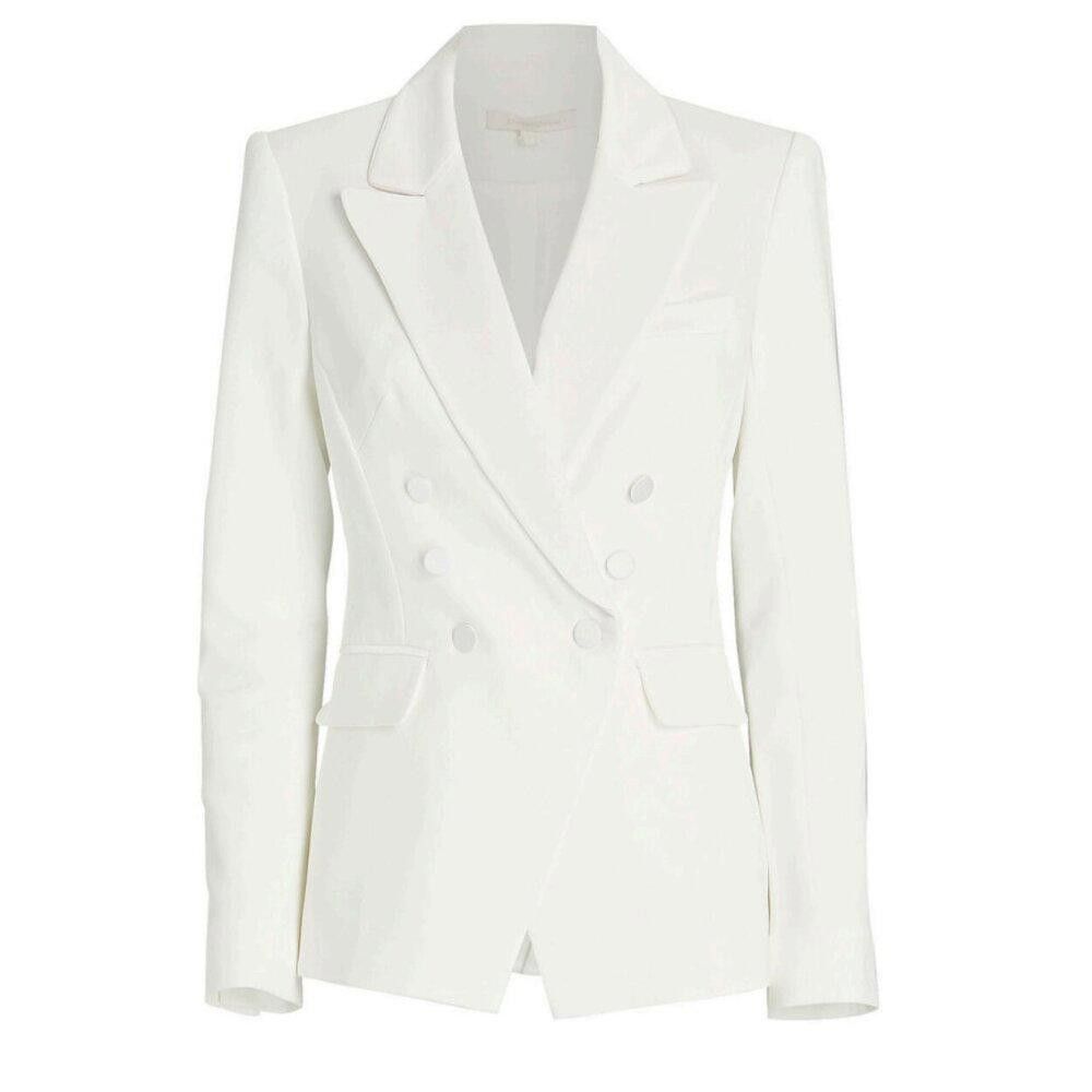 Jonathan Simkhai Jonathan Simkhai Double-Breasted Crepe Blazer White Size 4 Size S / US 4 / IT 40 - 1 Thumbnail