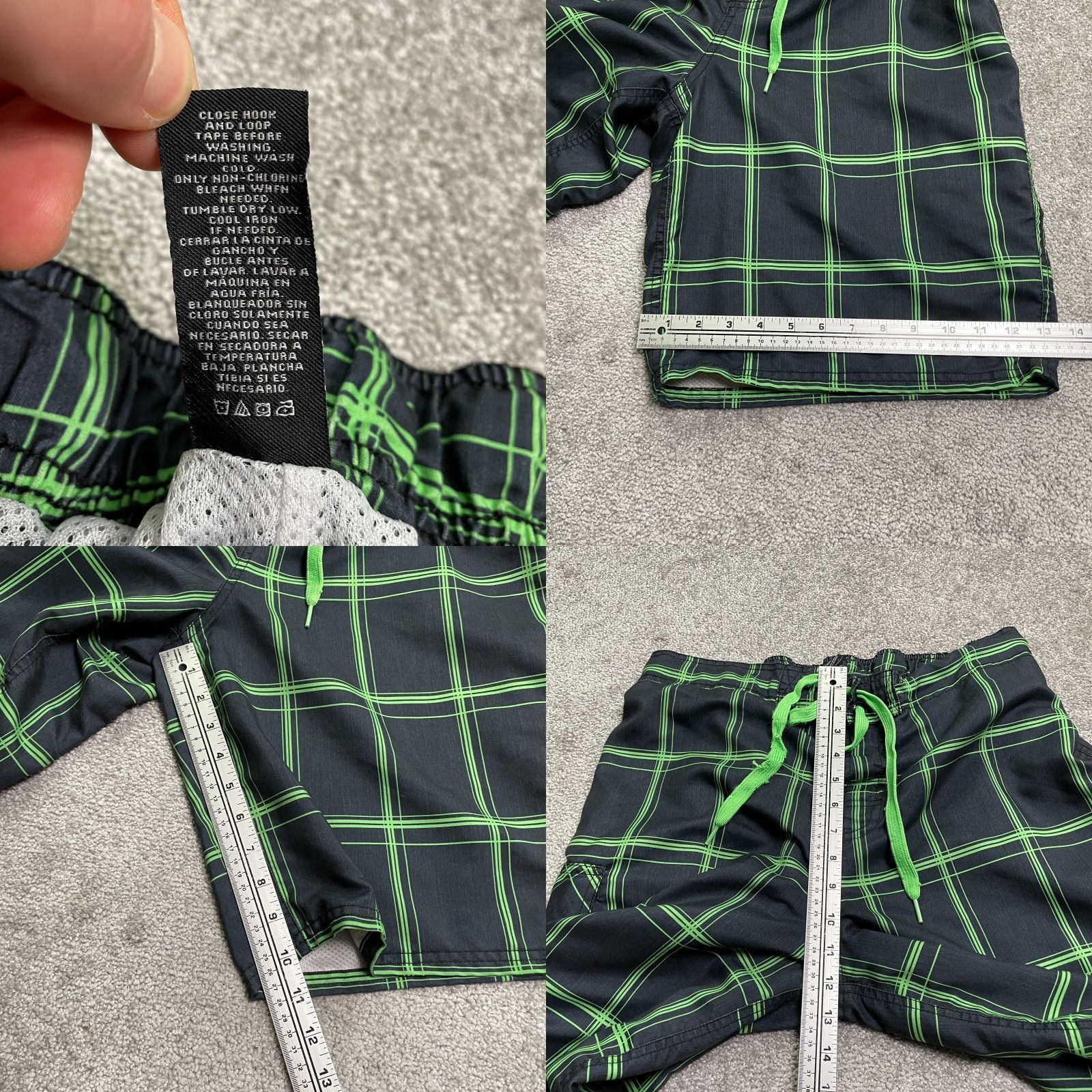 Ocean Pacific Ocean Pacific Bottom Mens Large Water Shorts Black Green Drawstring Swim Trunks Size US 33 - 8 Thumbnail