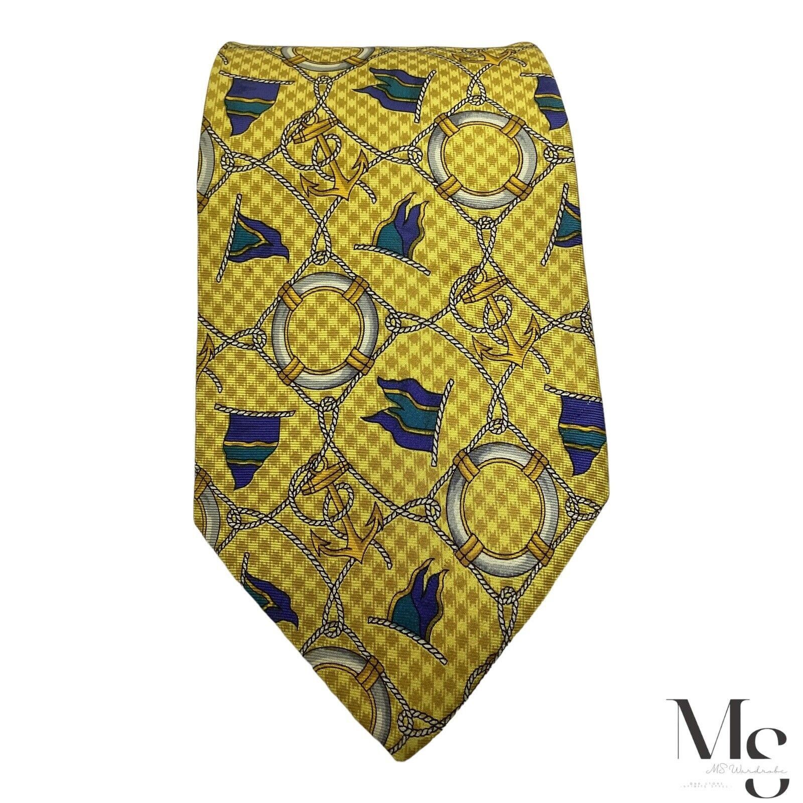 Guy Laroche GUY LAROCHE Yellow Nautical Print Silk Tie H.Made In Itally Size ONE SIZE - 2 Thumbnail