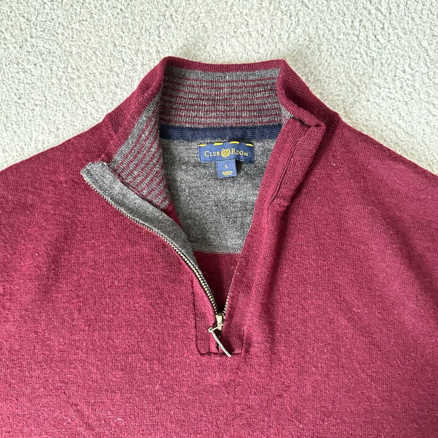Club Room Club Room Sweater Adult Large Red Wool Knit 1/4 Zip Cranberry Pullover Mens Shirt Size US L / EU 52-54 / 3 - 4 Thumbnail