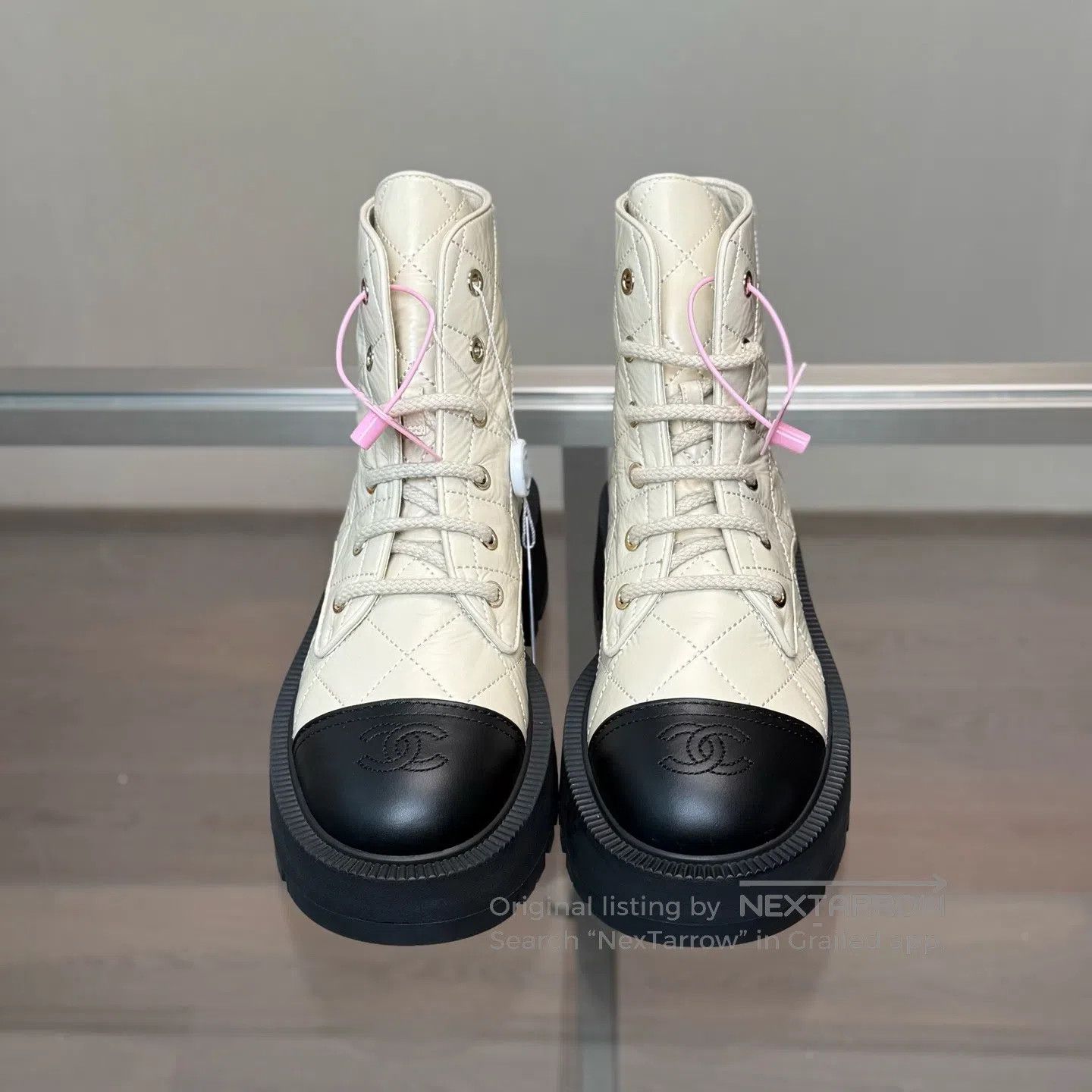 Chanel Chanel Beige patchwork Martin boots Size US 7.5 / IT 37.5 - 2 Thumbnail
