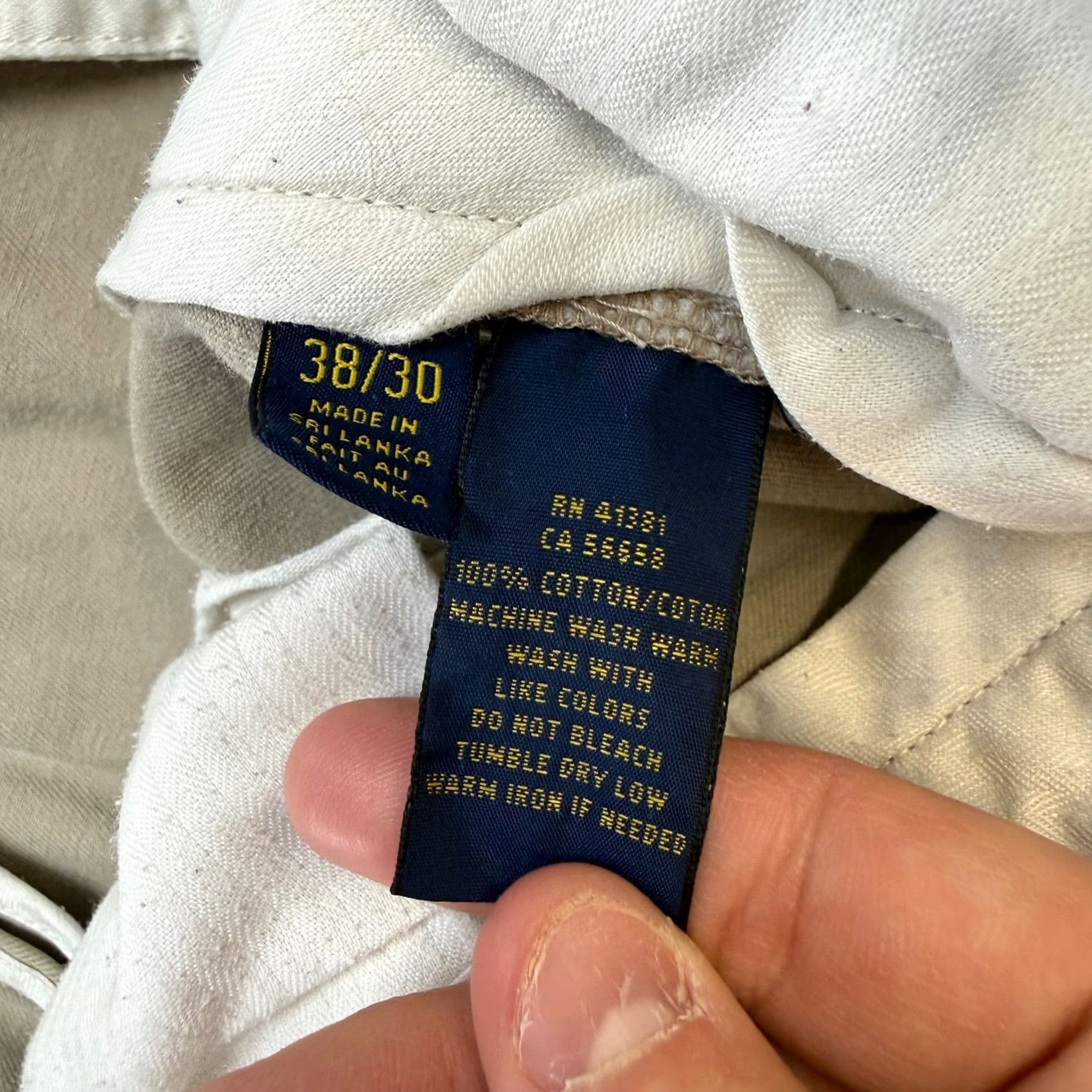Polo Ralph Lauren Polo Ralph Lauren Pants Mens 37x28 Khaki Classic Straight Chino Twill Cotton Beige Beige Flat Front Slash Pocket 38 Size US M / EU 48-50 / 2 - 7 Thumbnail