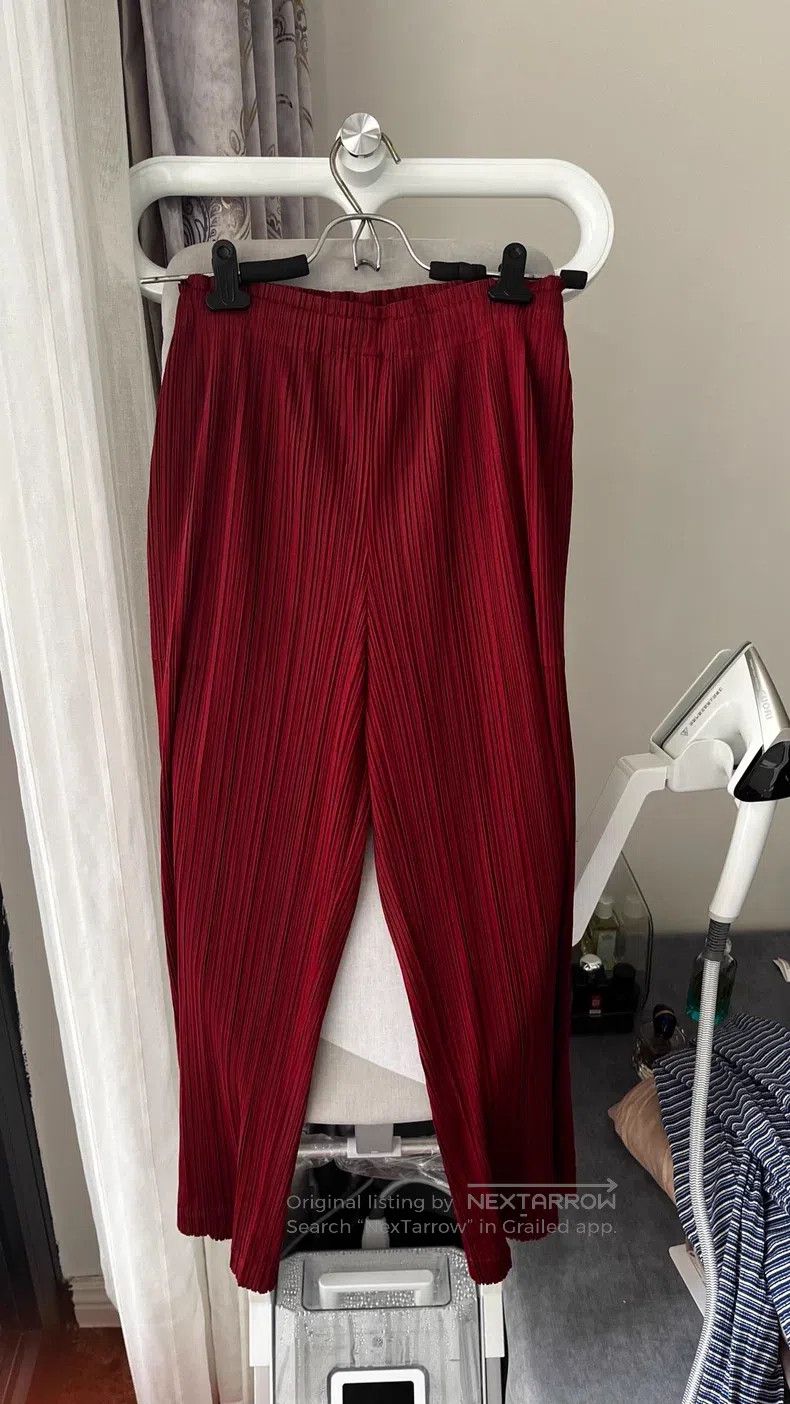 Issey Miyake Issey Miyake Red Straight Side-slit Pants Size 25" / US 0 / IT 36 - 1 Thumbnail