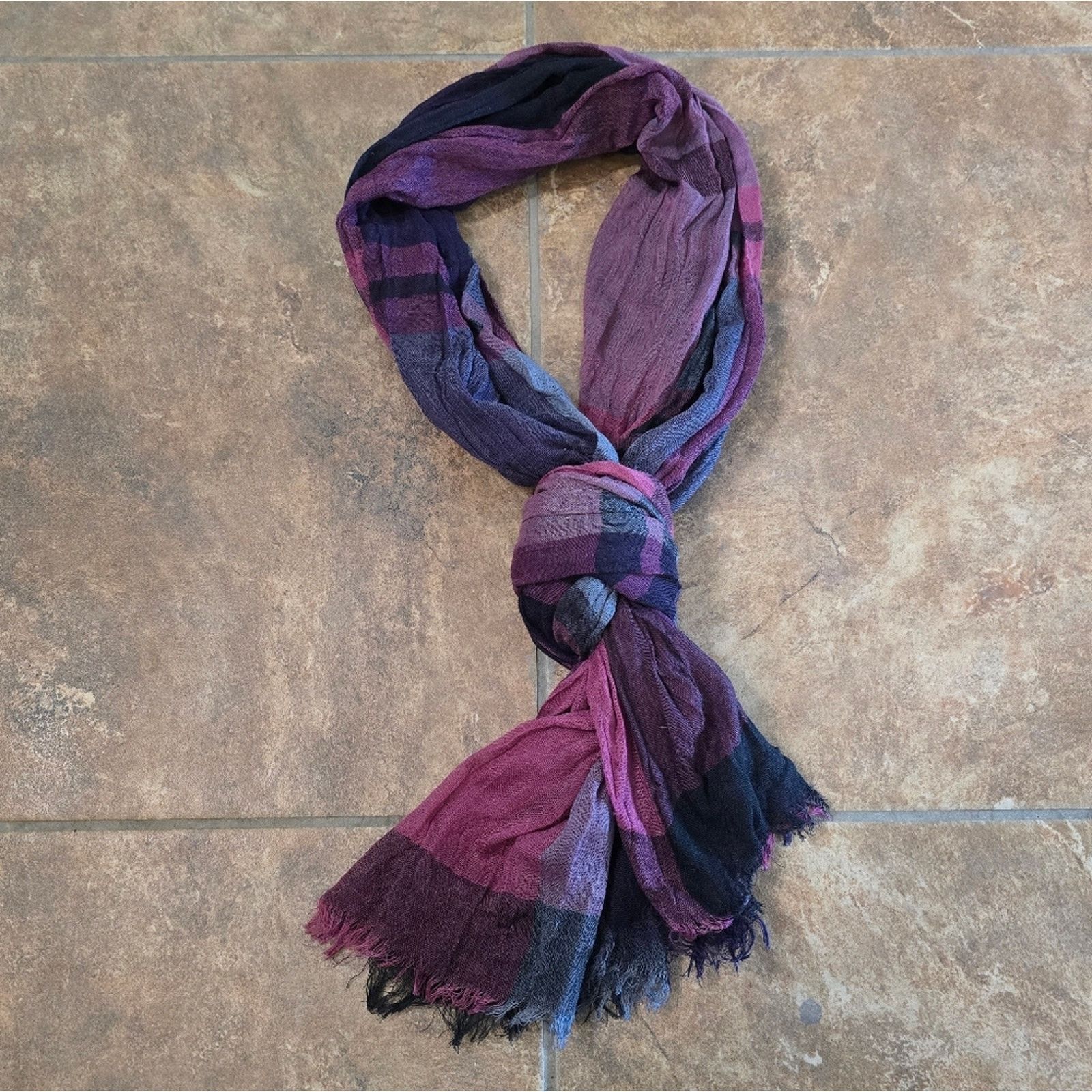 Other Purple Pink Plaid Detailed Scarf Size ONE SIZE - 2 Thumbnail