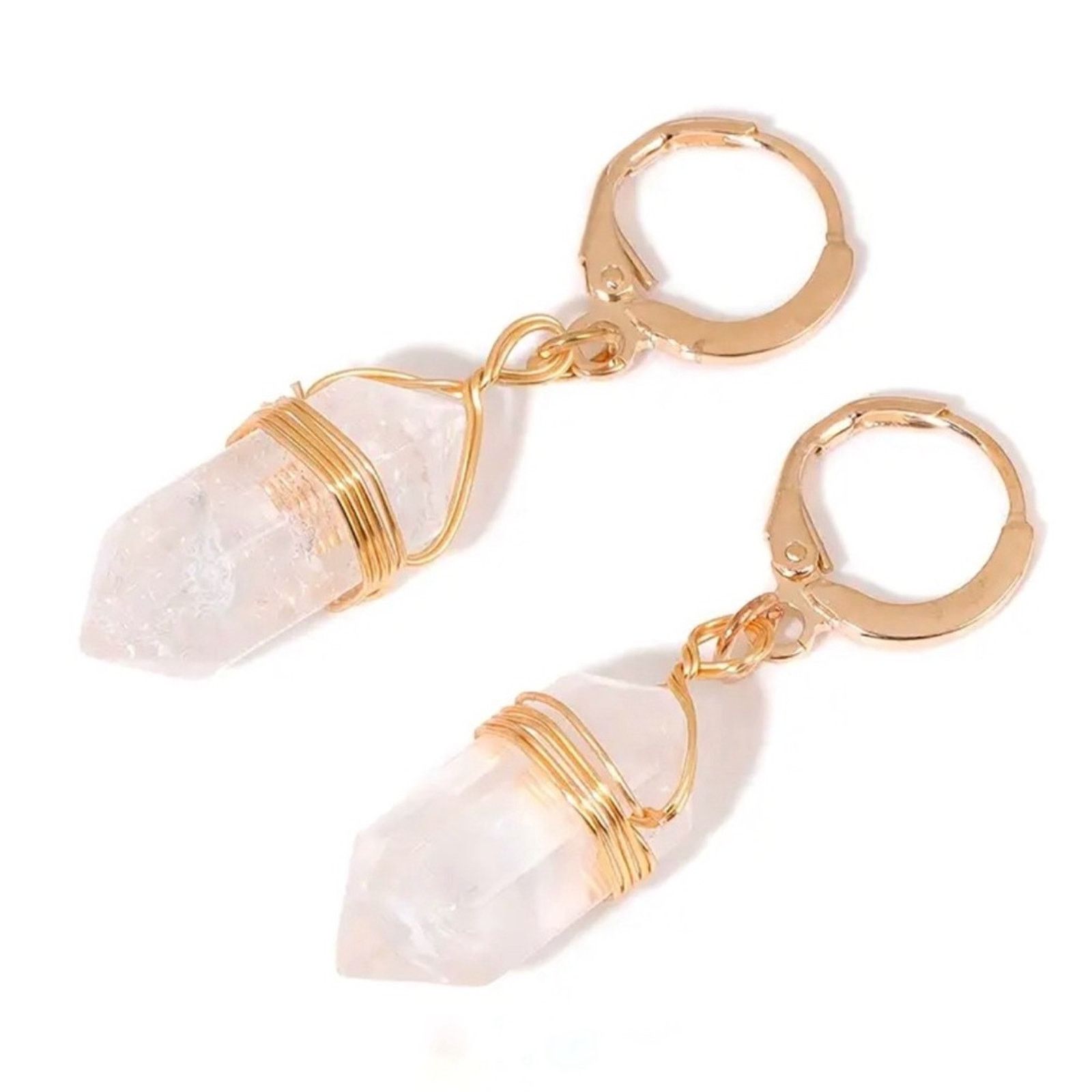 Nordstrom Clear Quartz Gold Gemstone Crystal Earrings Hoops Jewelry Size ONE SIZE - 5 Thumbnail