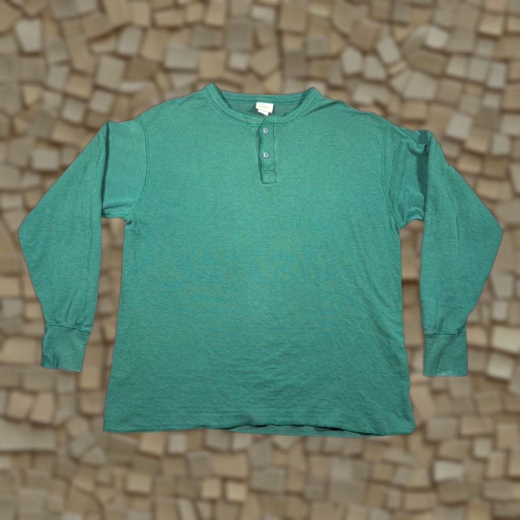 Vintage VINTAGE LL Bean Shirt Adult EXTRA LARGE Green Henley River Drivers Wool 80s Size US XL / EU 56 / 4 - 1 Thumbnail