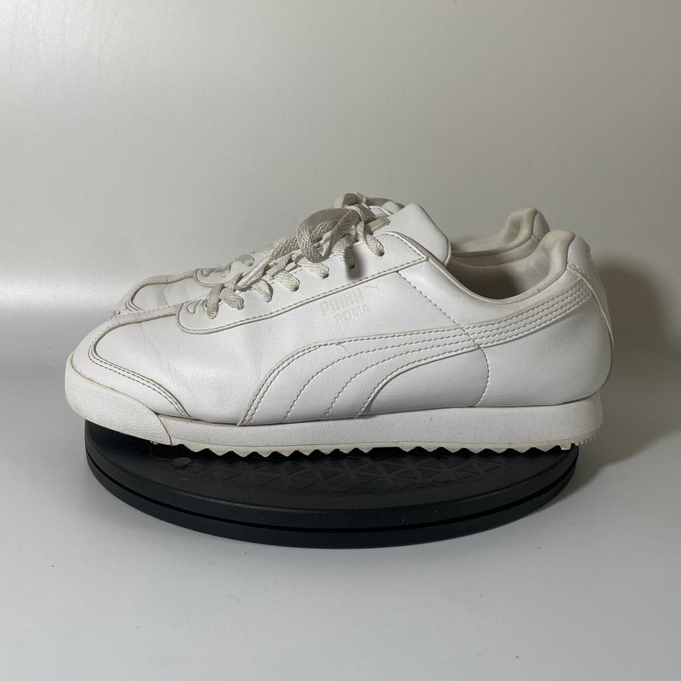 Mens Puma Roma Leather Sneakers Shoes Size 6.5 Triple White