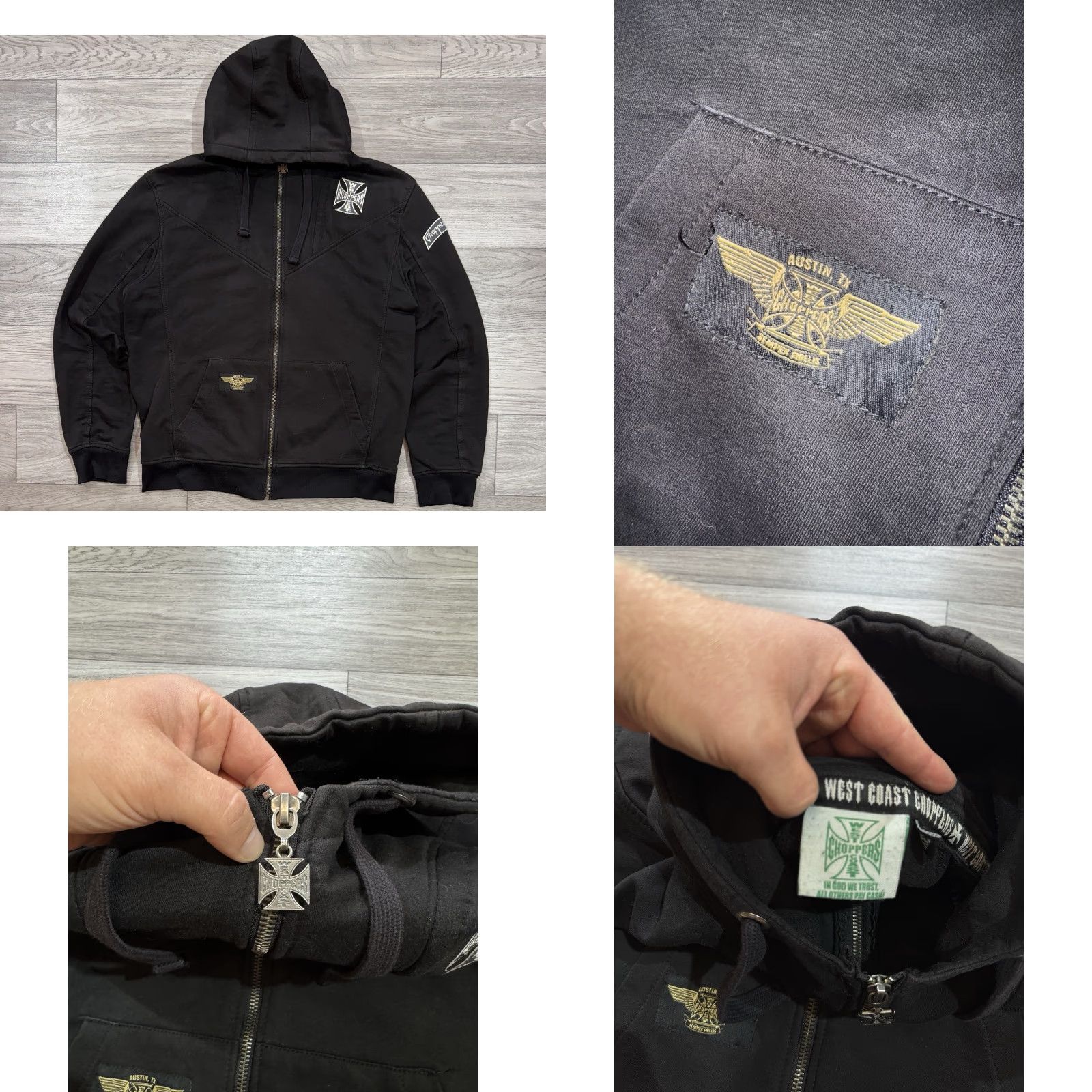West Coast Choppers West Coast Choppers Zip Black Hoodie Iron Cross Logo Full Zip 3XL Mens Hoodie Long Sleeve Size US XXL / EU 58 / 5 - 9 Thumbnail