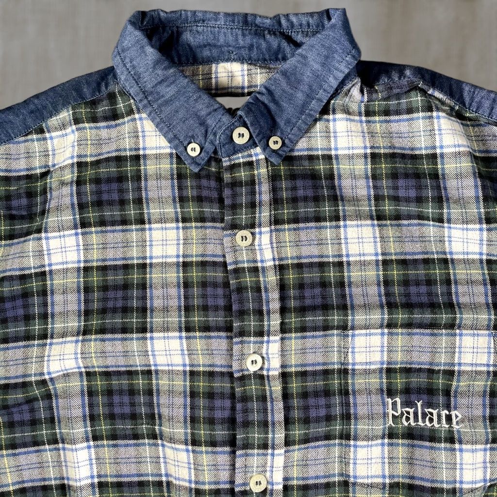 Palace Palace Check Panel Chambray Shirt Mens M Blue Plaid Button Down Skateboard Size US M / EU 48-50 / 2 - 1 Thumbnail