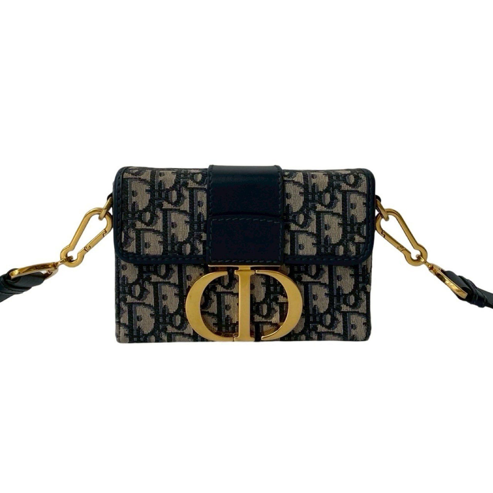 Dior Near-unused Christian Dior Trotter 30 Montaigne Oblique Leather and Canvas Mini Shoulder Bag, Navy, 23229 Size ONE SIZE - 1 Thumbnail