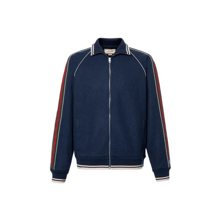 Gucci Gucci Navy Striped Zip-Up Jacket for Men -2506