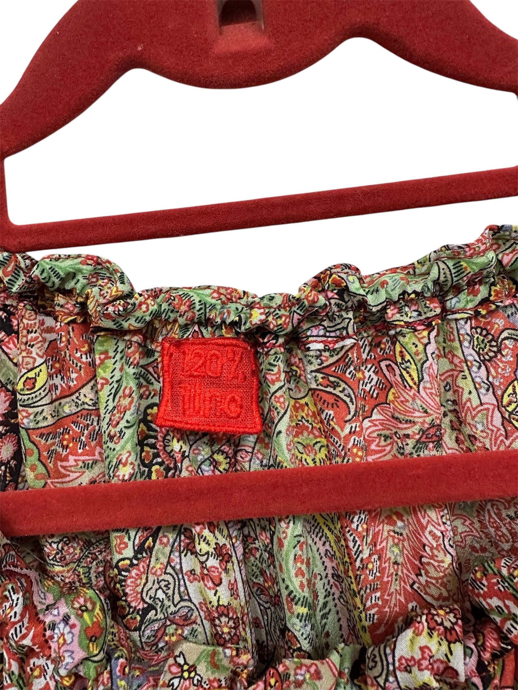 120% Lino Beautiful Paisley Dress Multi color Gathered Neckline Size XS / US 0-2 / IT 36-38 - 5 Thumbnail